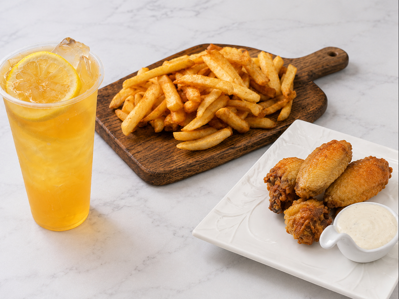 Fries + Chicken Wings + Drink.