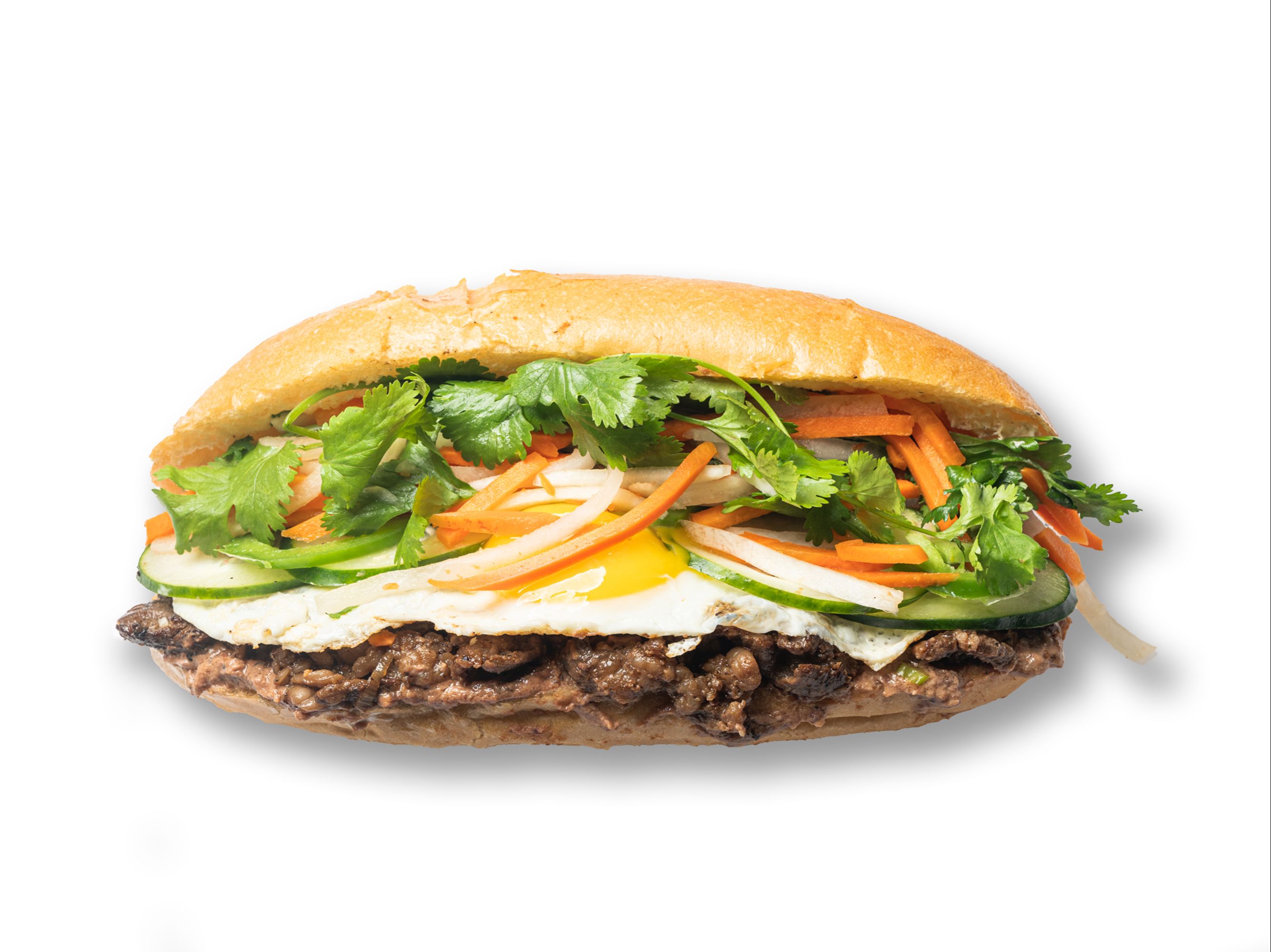 Grilled Steak & Egg (Bo Ne) Banh Mi.