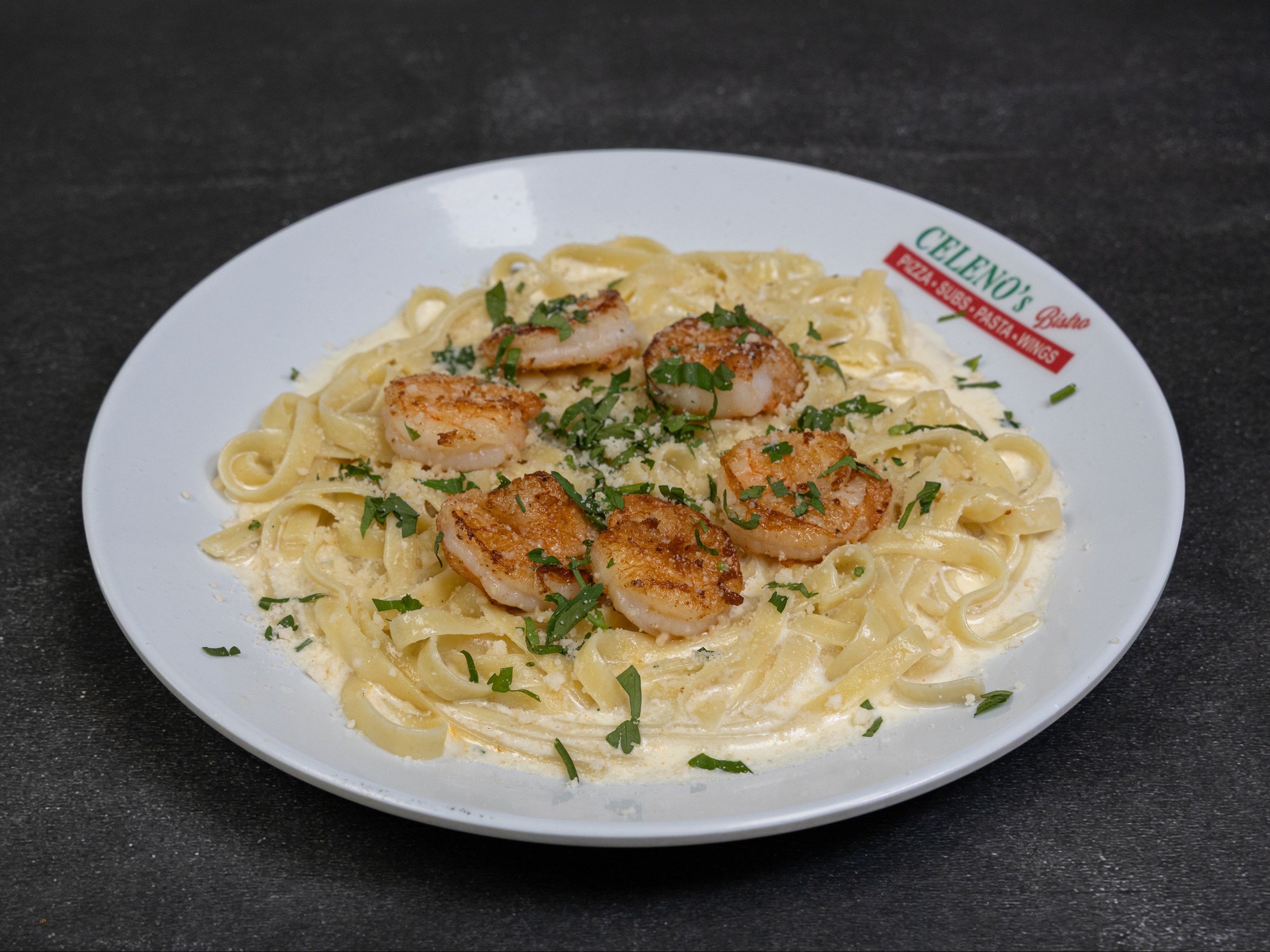 SHRIMP ALFREDO FETTUCCINE.