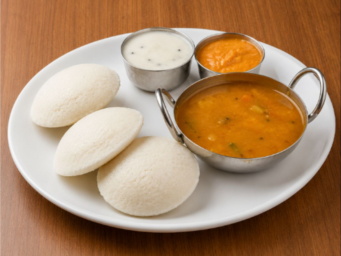 Idli (3Pc) With Chutney Sambar.