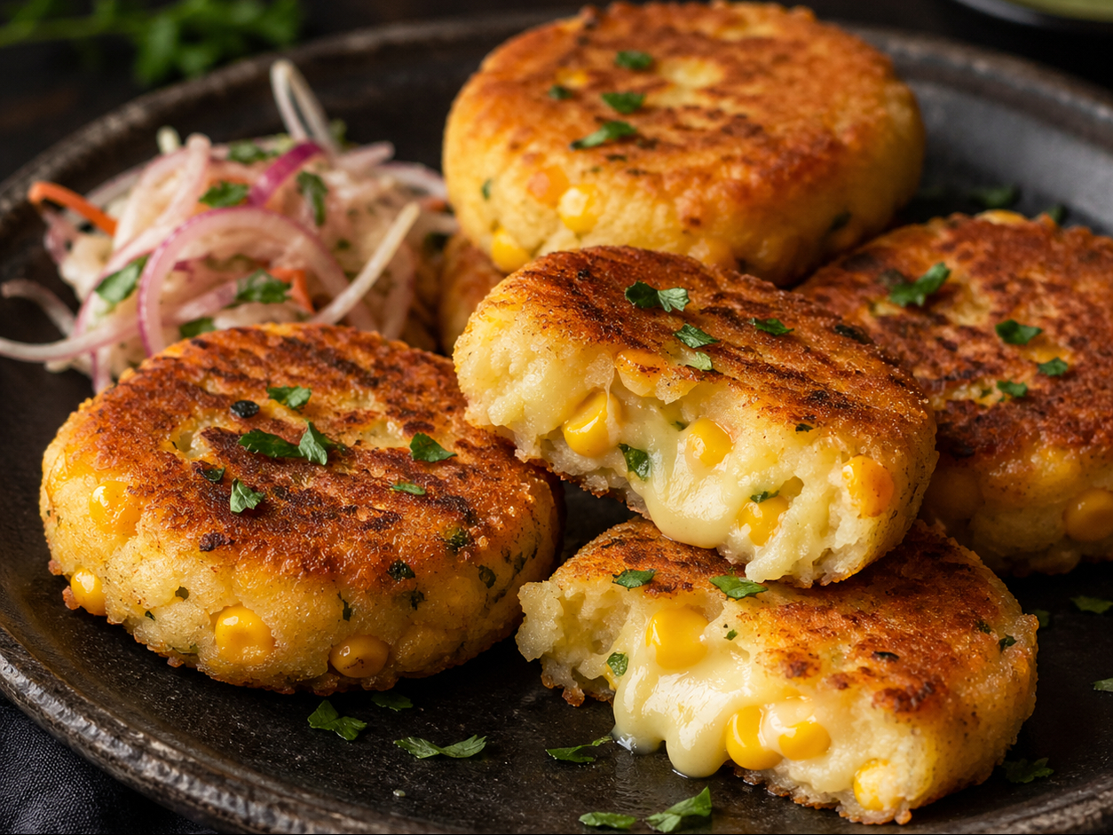 Aloo Corn Cheese Tikki.