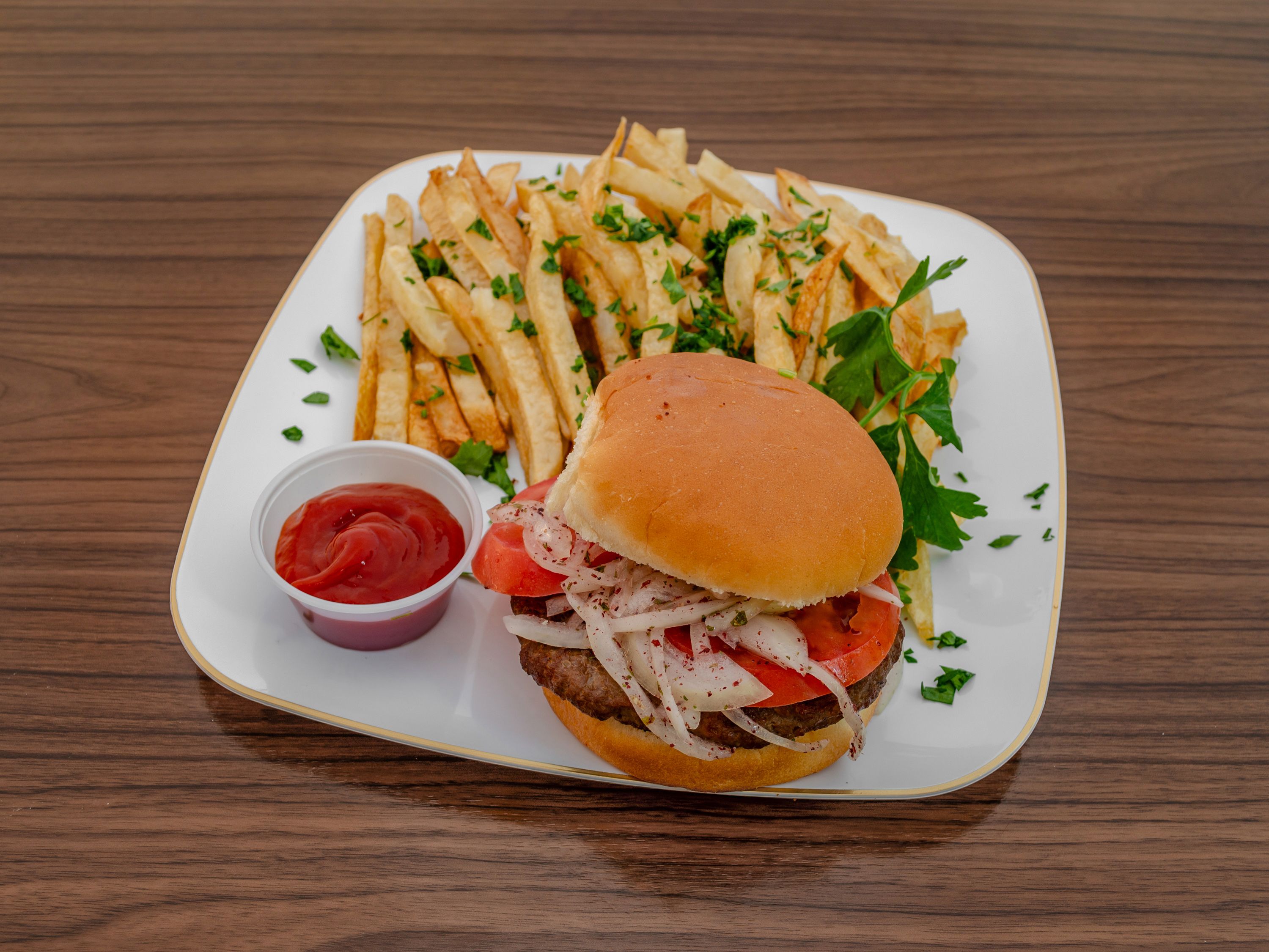 Beef Burger & Fries.