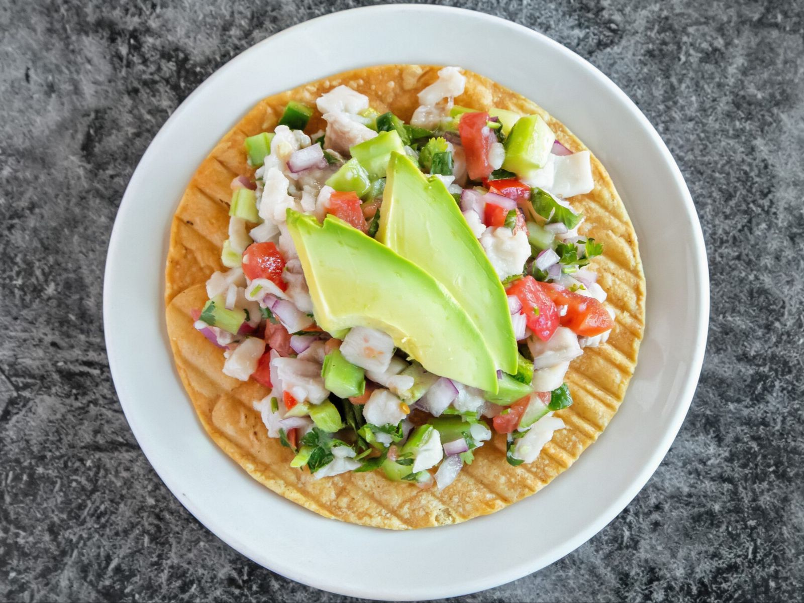 Fish Ceviche Tostada.