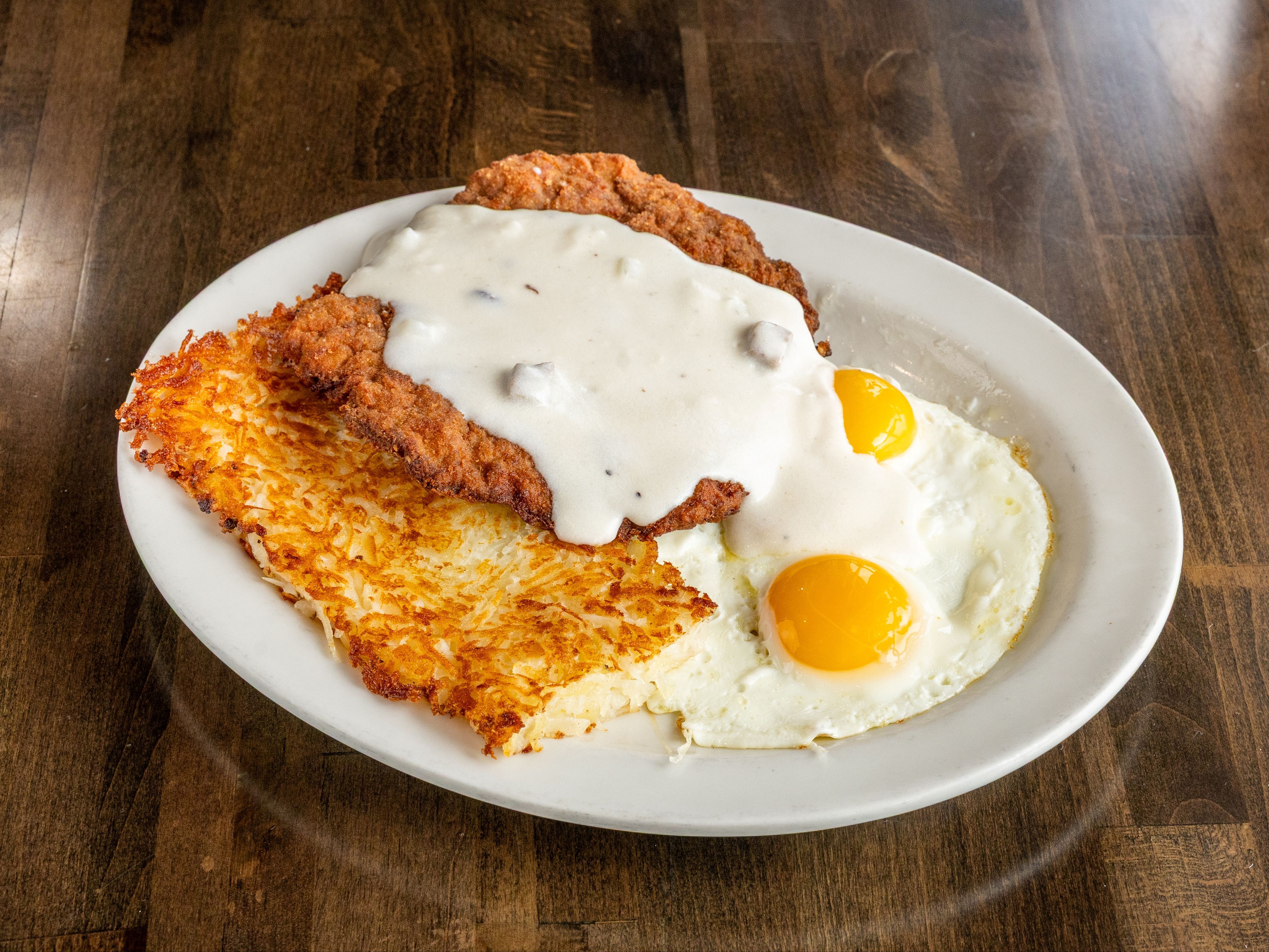 Country Fried Steak & Eggs.
