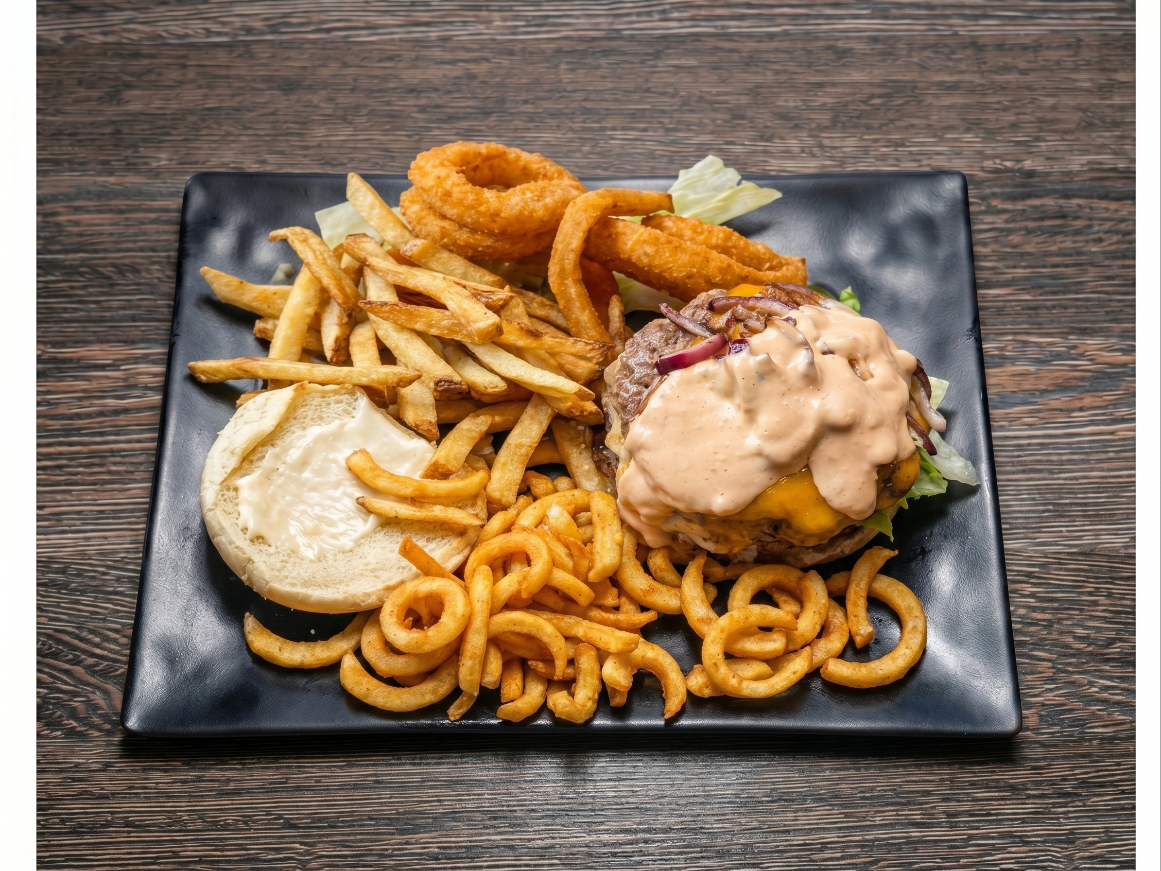 The Famous Bill's 50th Gourmet Burger.