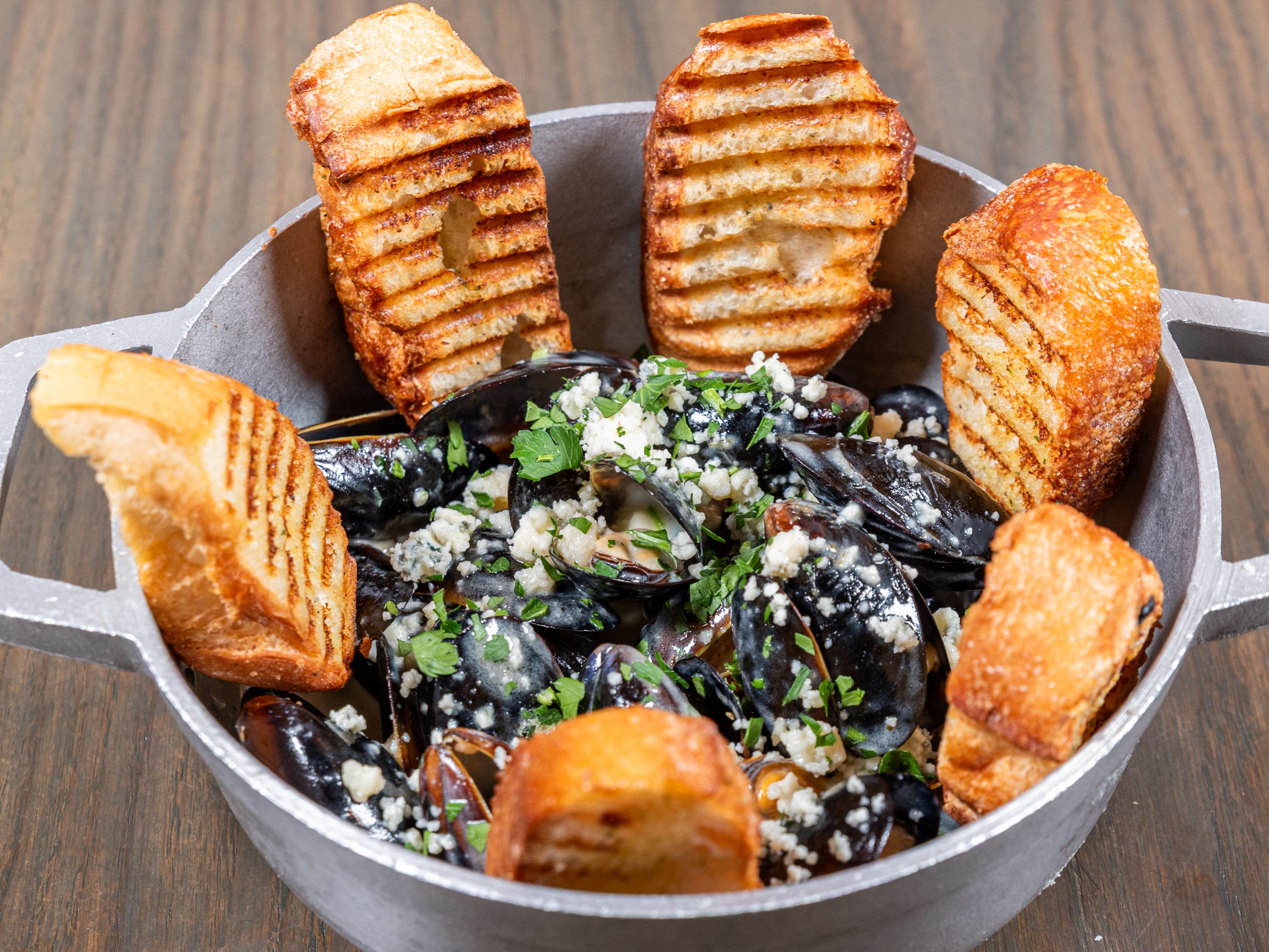 Blue Cheese Mussels.