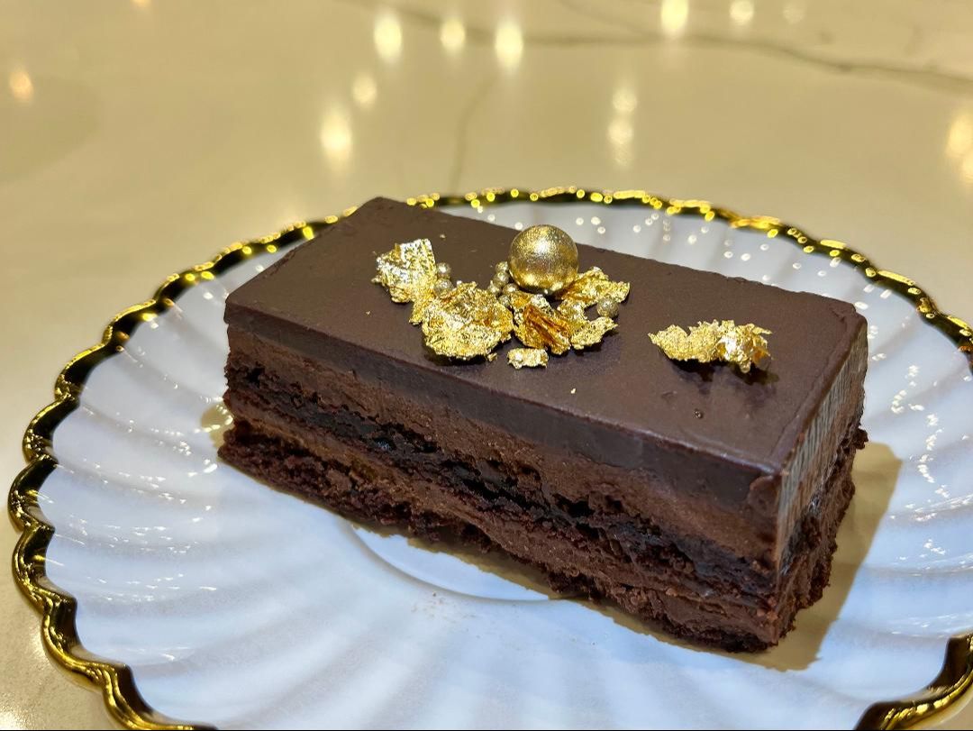 Chocolate Entremet Strips Cake.