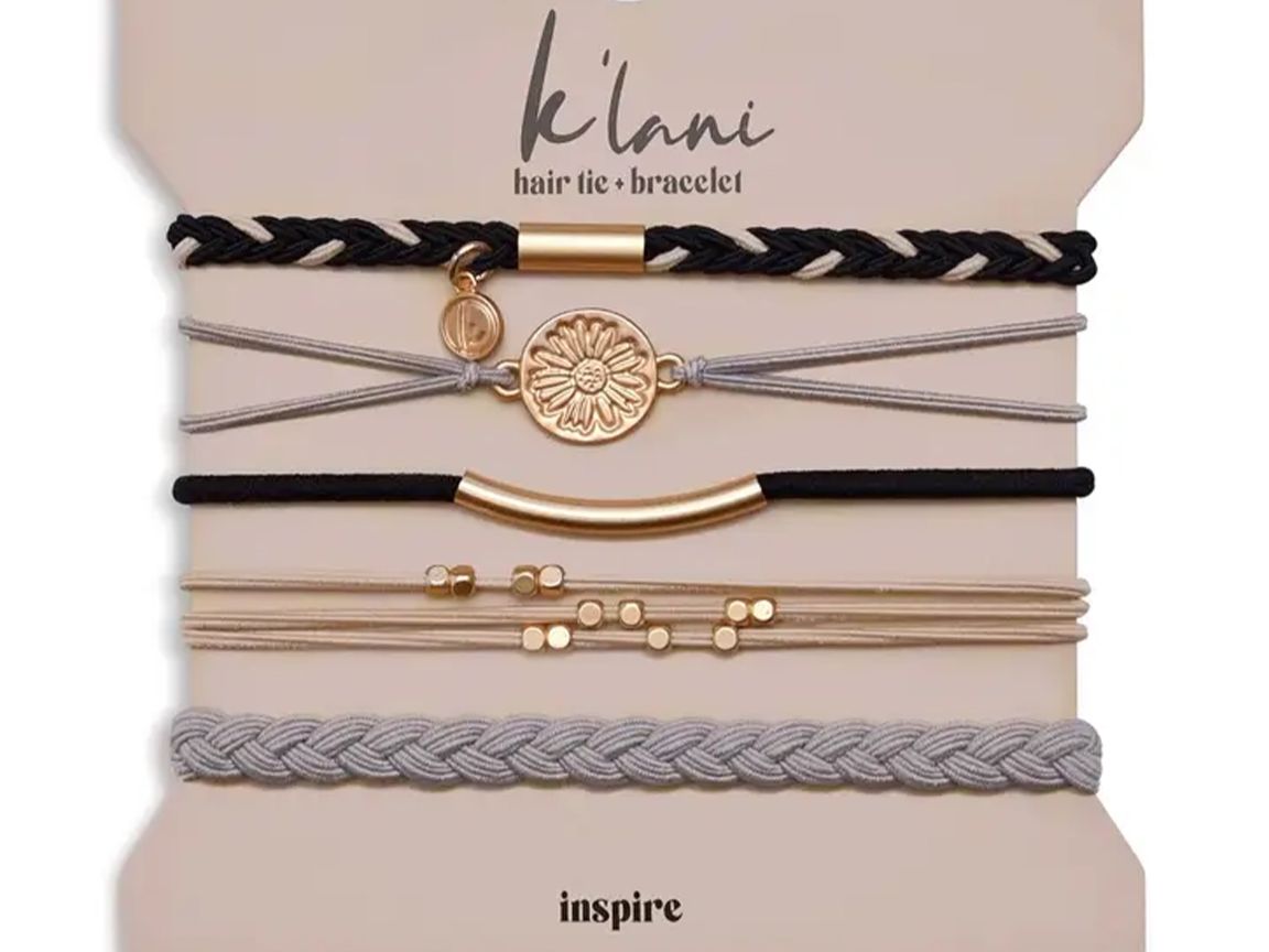 "Inspire" Flower Charm Hair Tie Bracelets.