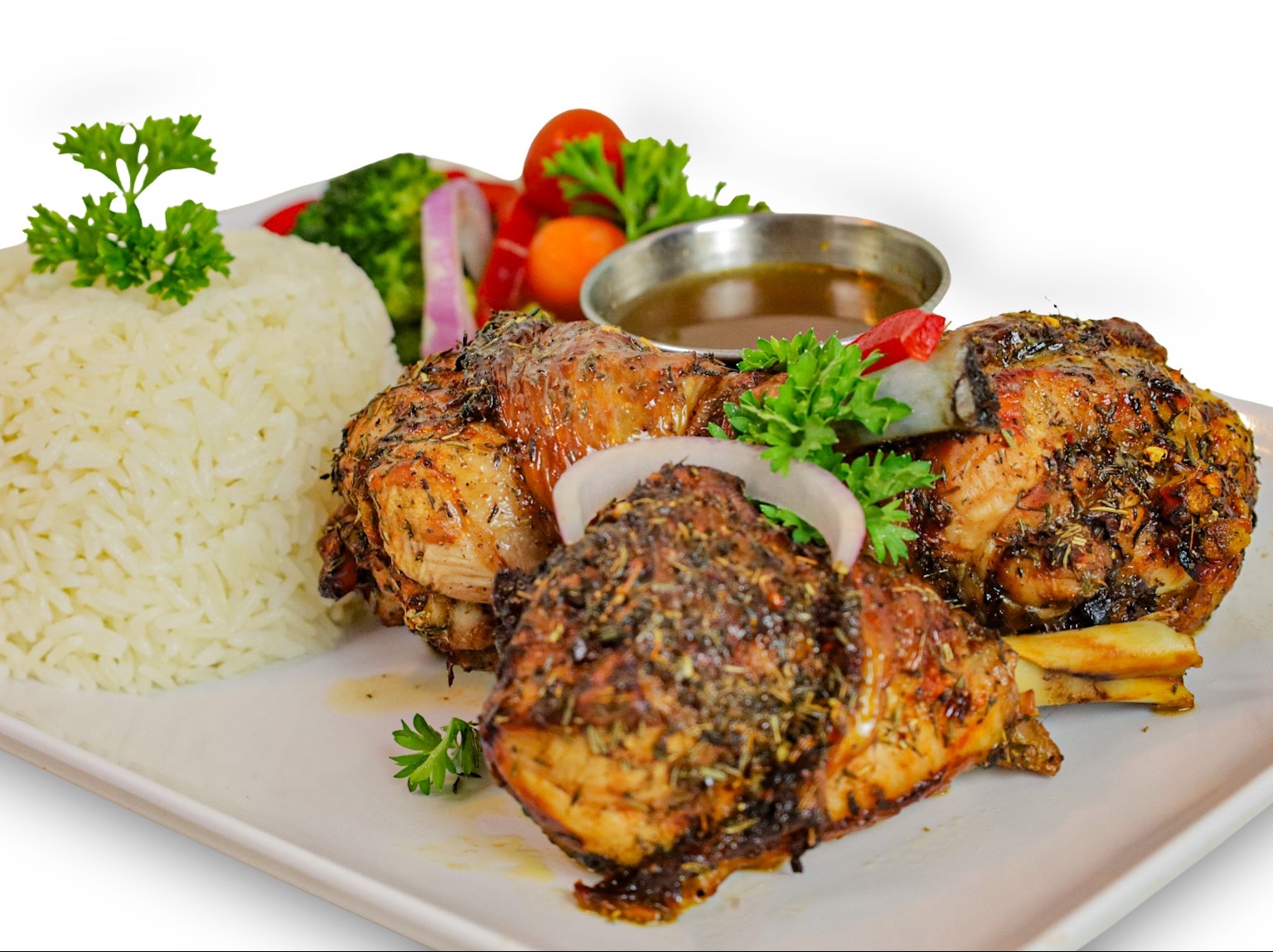 Lg.Jerk Chicken (2 Sides).