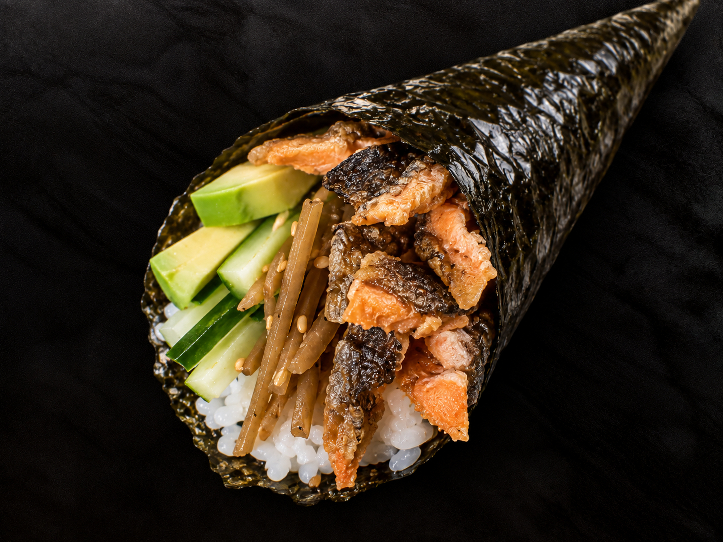 Salmon Skin Hand Roll.
