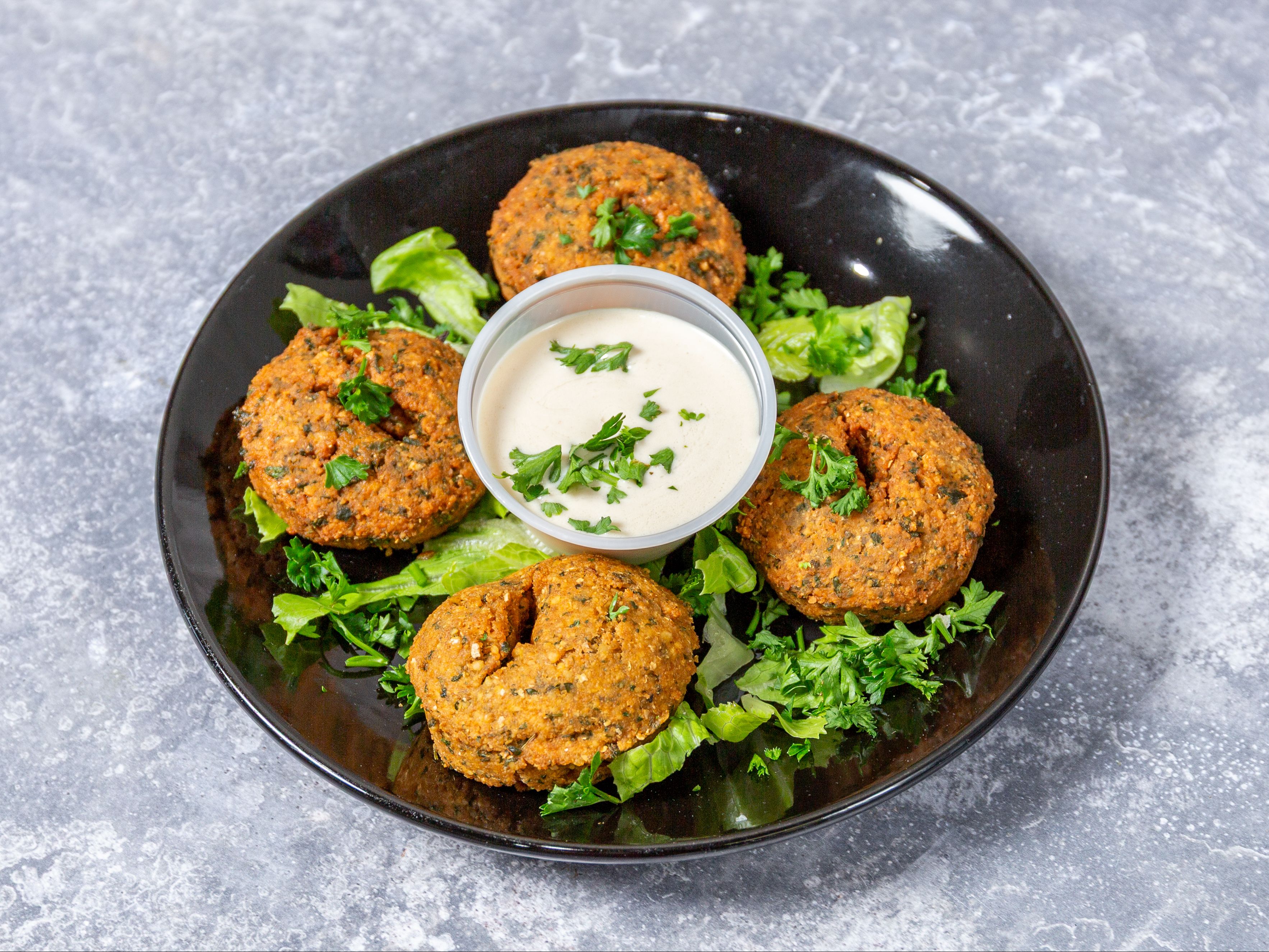 Falafel rounds W/ Tahini.