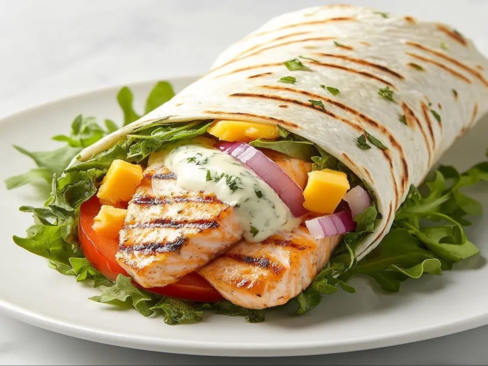 Grilled Salmon Wrap.