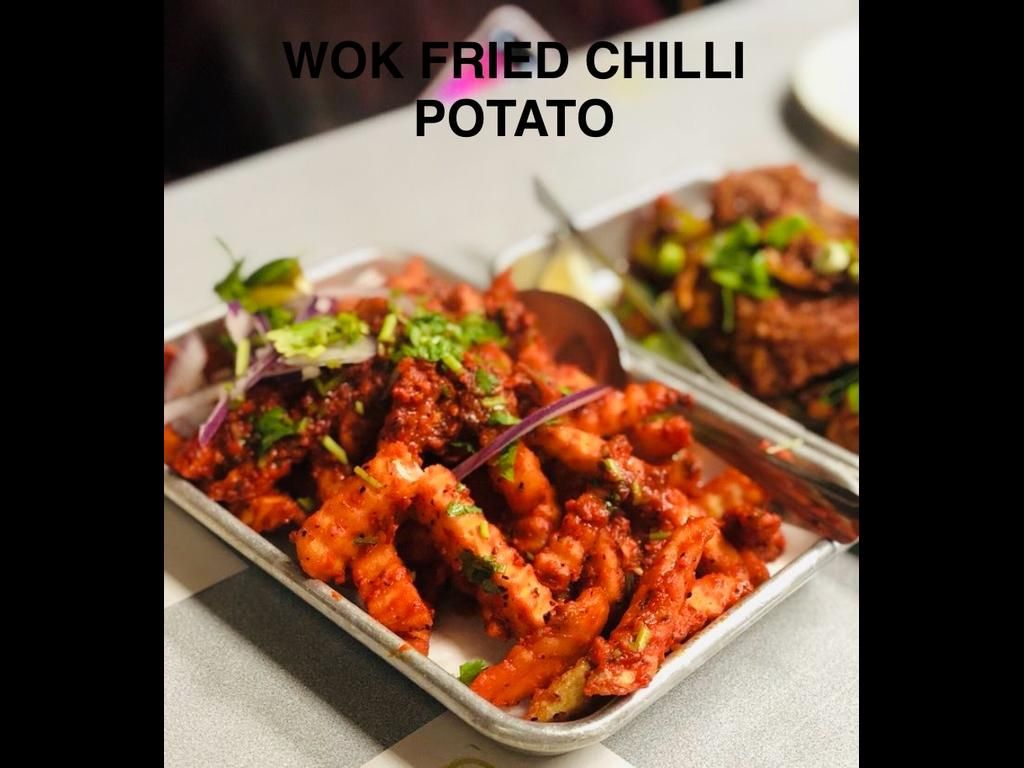 Wok Fried Chilli Potatoes.