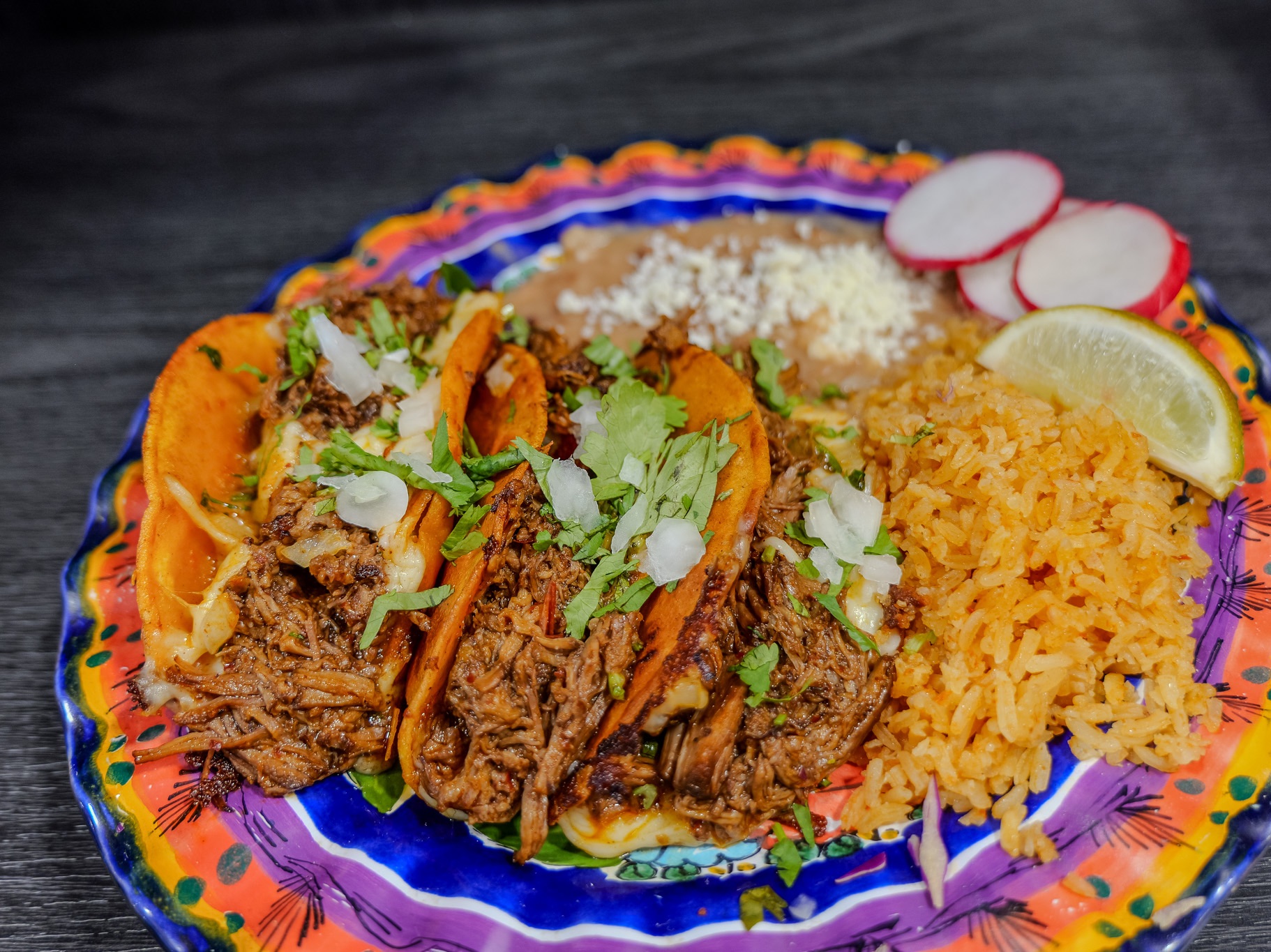 Quesabirria Combo With Rice And Beans.