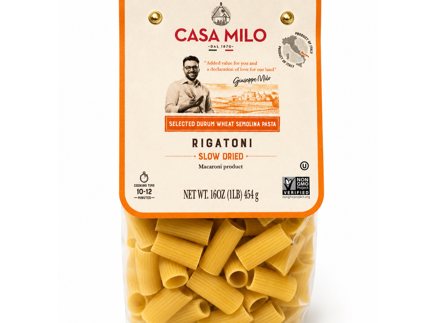 Casa Milo Rigatoni Slow Dried Pasta.