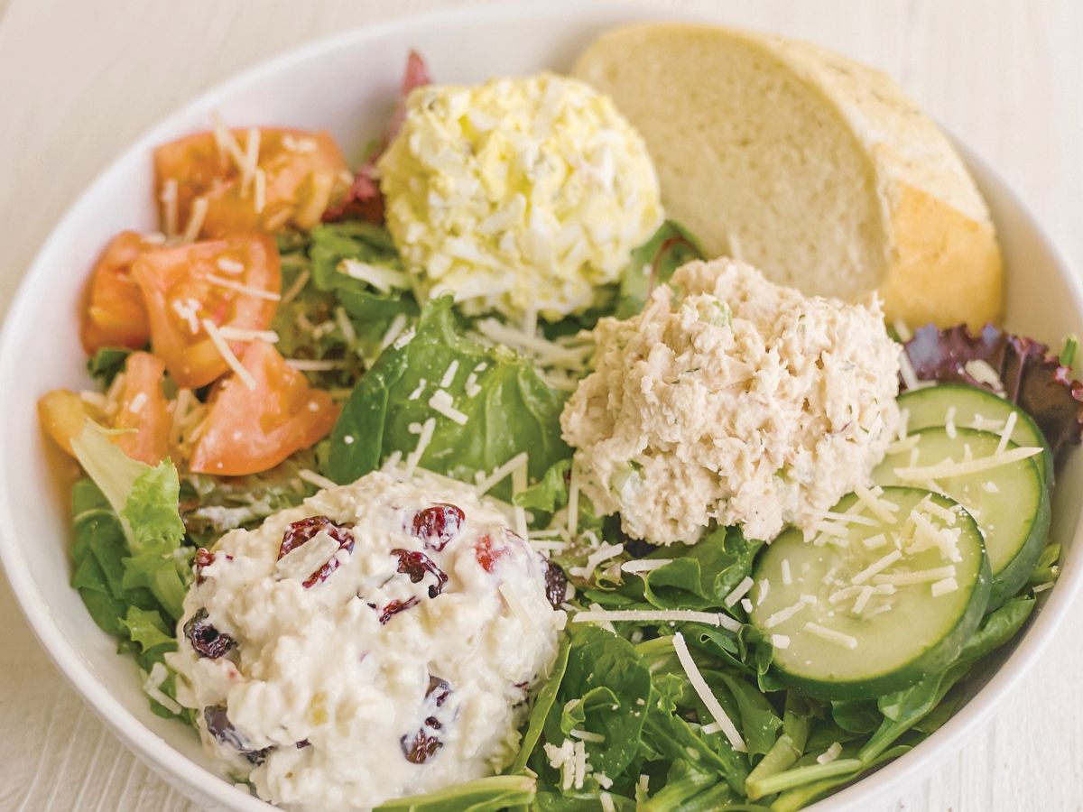 Trio: Egg, Tuna and Chicken Salad.