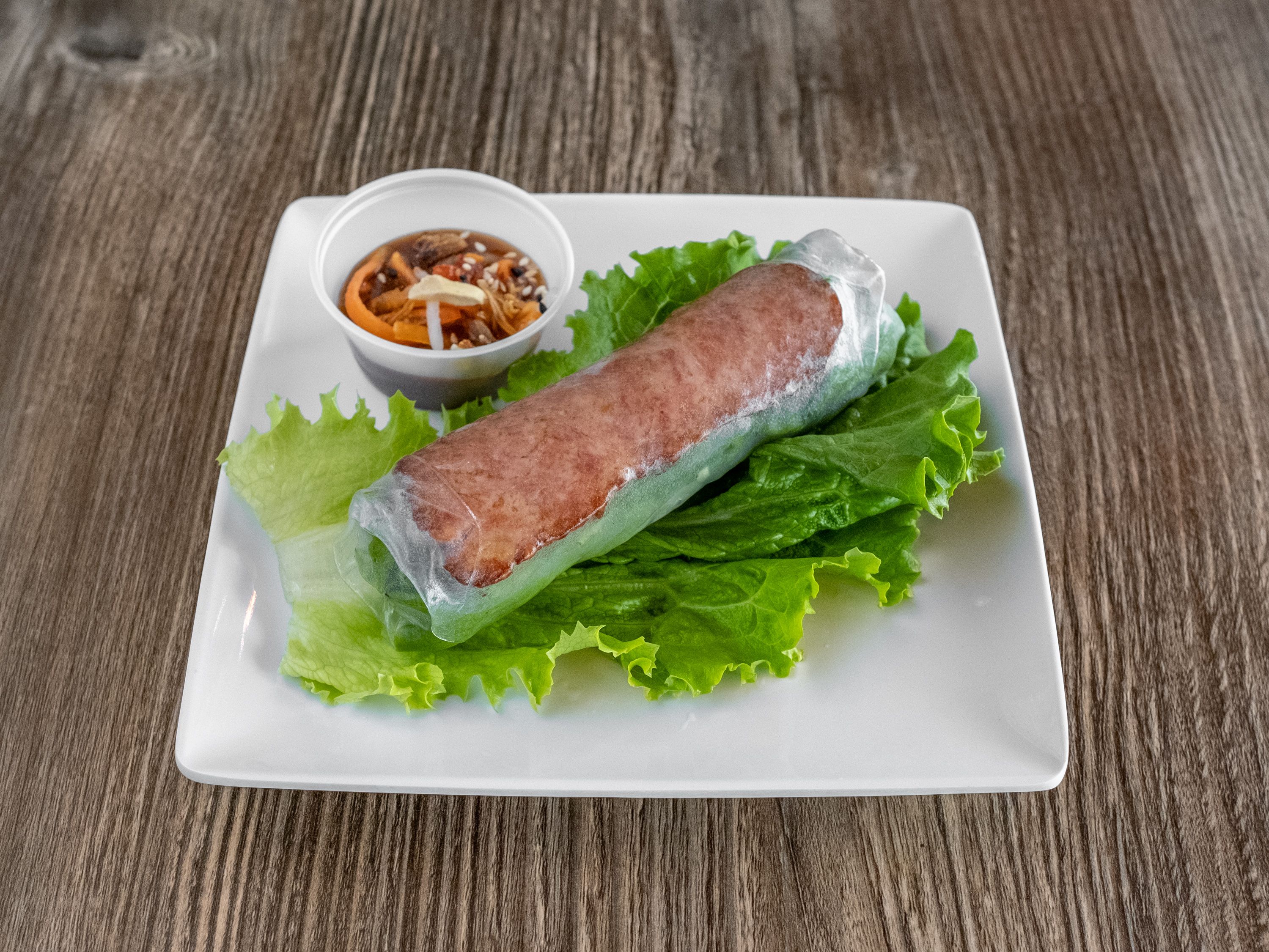 08. Pork Sausage, Crispy Spring Rolls.