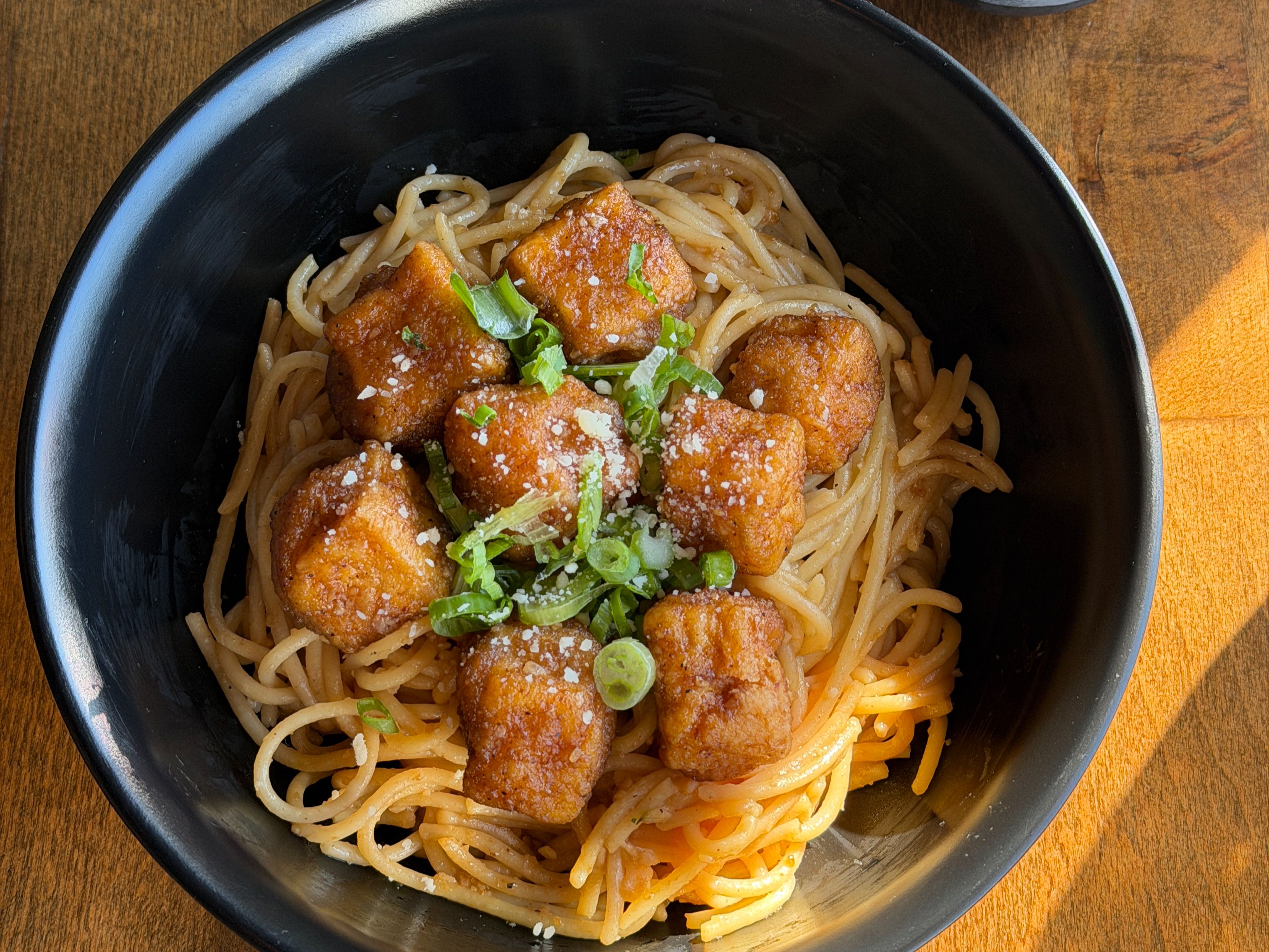 Garlic Noodles w/ Crispy Tofu.