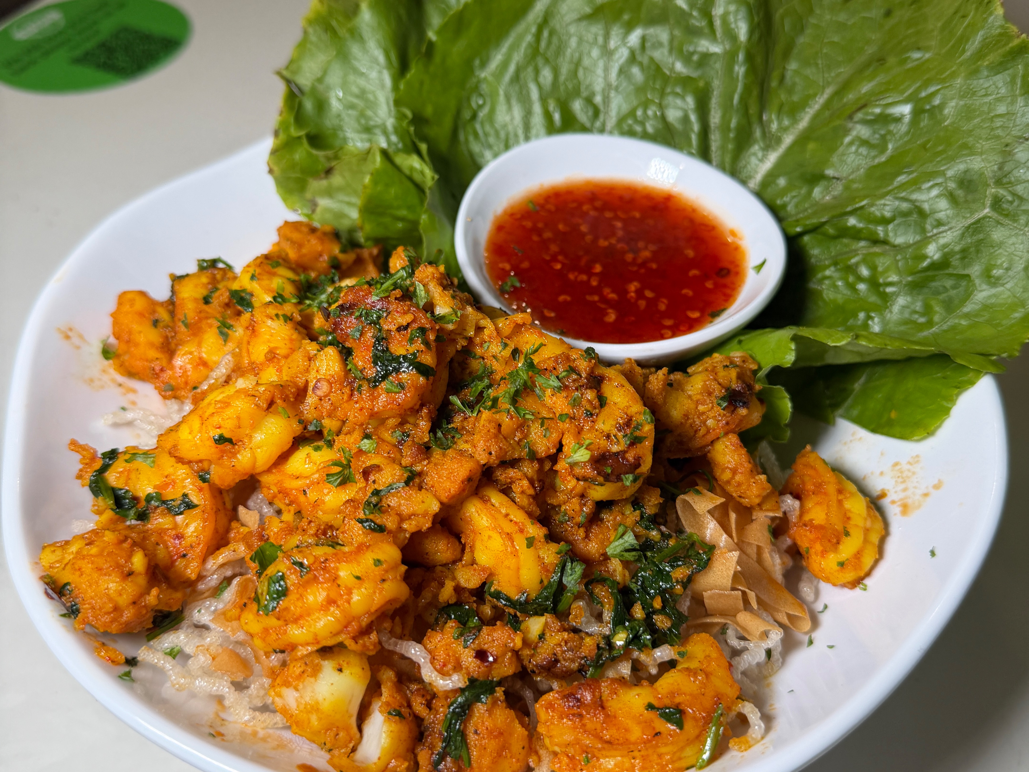 Seafood lettuce wrap.