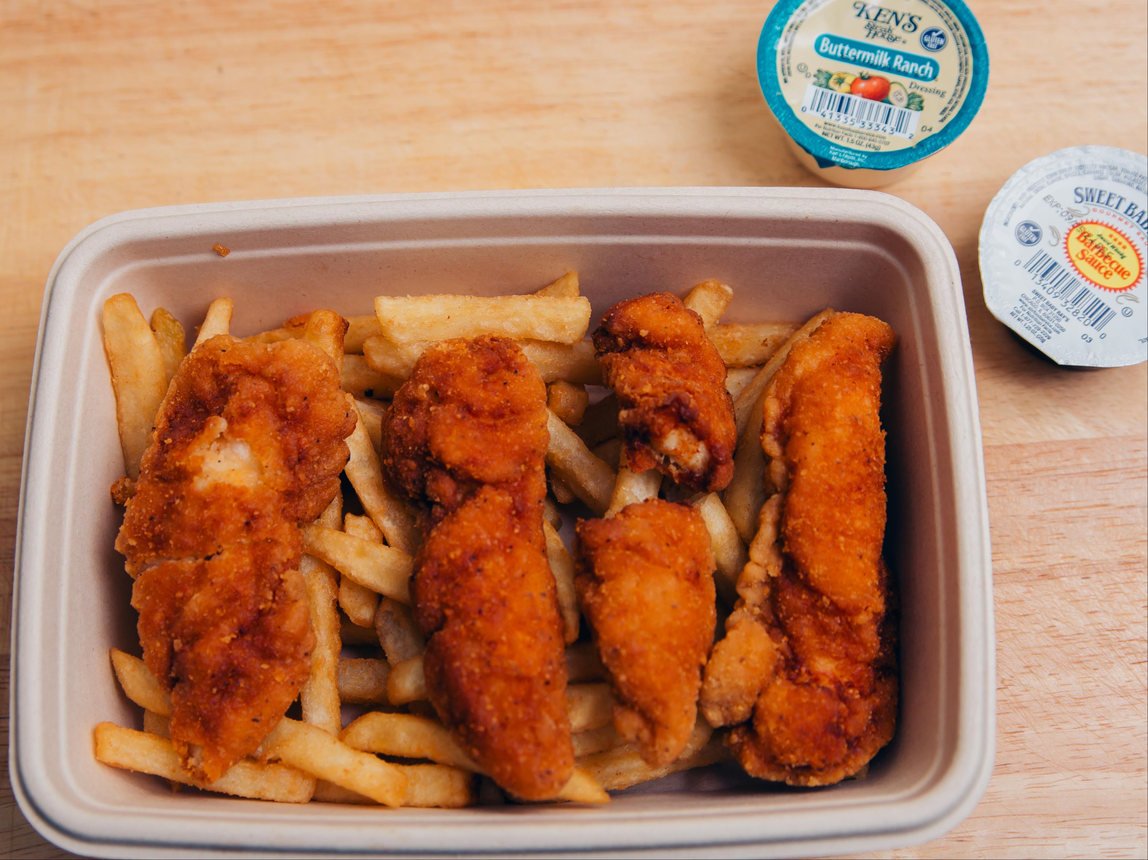 Chicken Tenders with Fries.