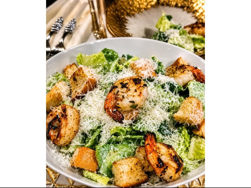 Caesar Salad with Creamy Caesar Dressing.