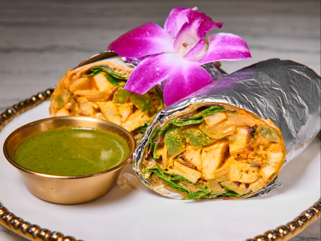 Achari Paneer Tikka Kathi Roll.