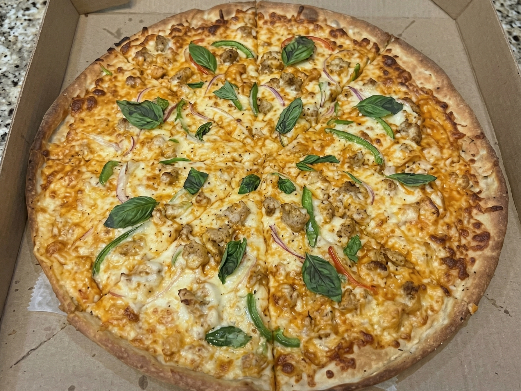 Sausage and Peppers Pan Pizza.