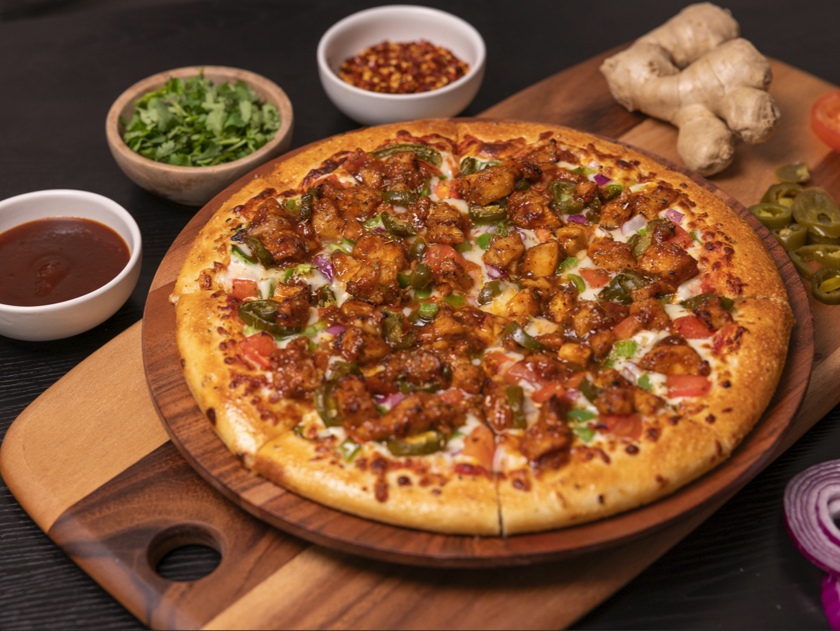 Korean Chili Chicken Pizza.