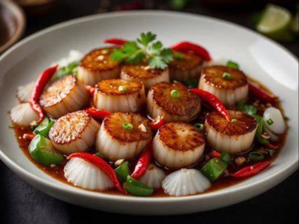 Szechewan Scallop   (Hot & Spicy) / Sò điệp Tứ Xuyên (Nóng & Cay) / 四川扇贝（麻辣）.