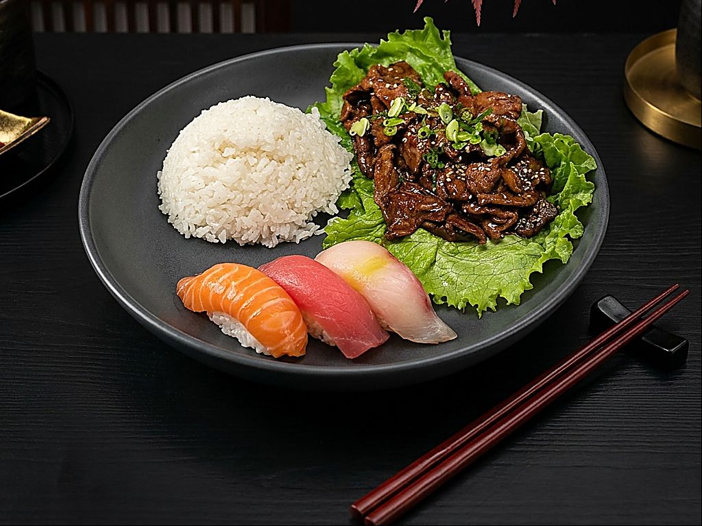 Beef Teriyaki with California Roll.