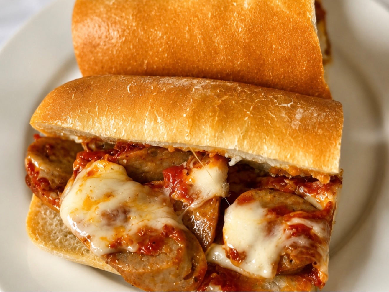 Sausage Parmigiana Sandwich.