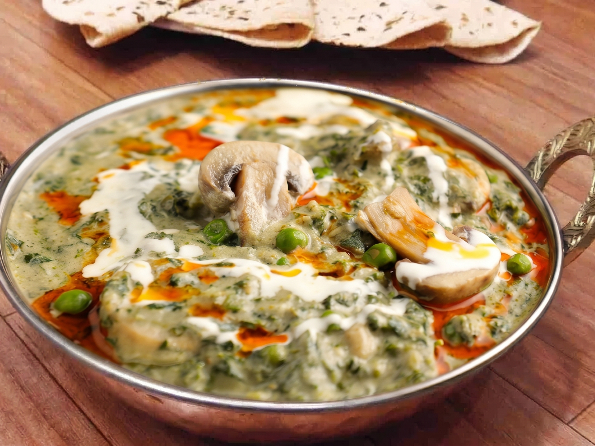 Mushroom Methi Malai Matar.
