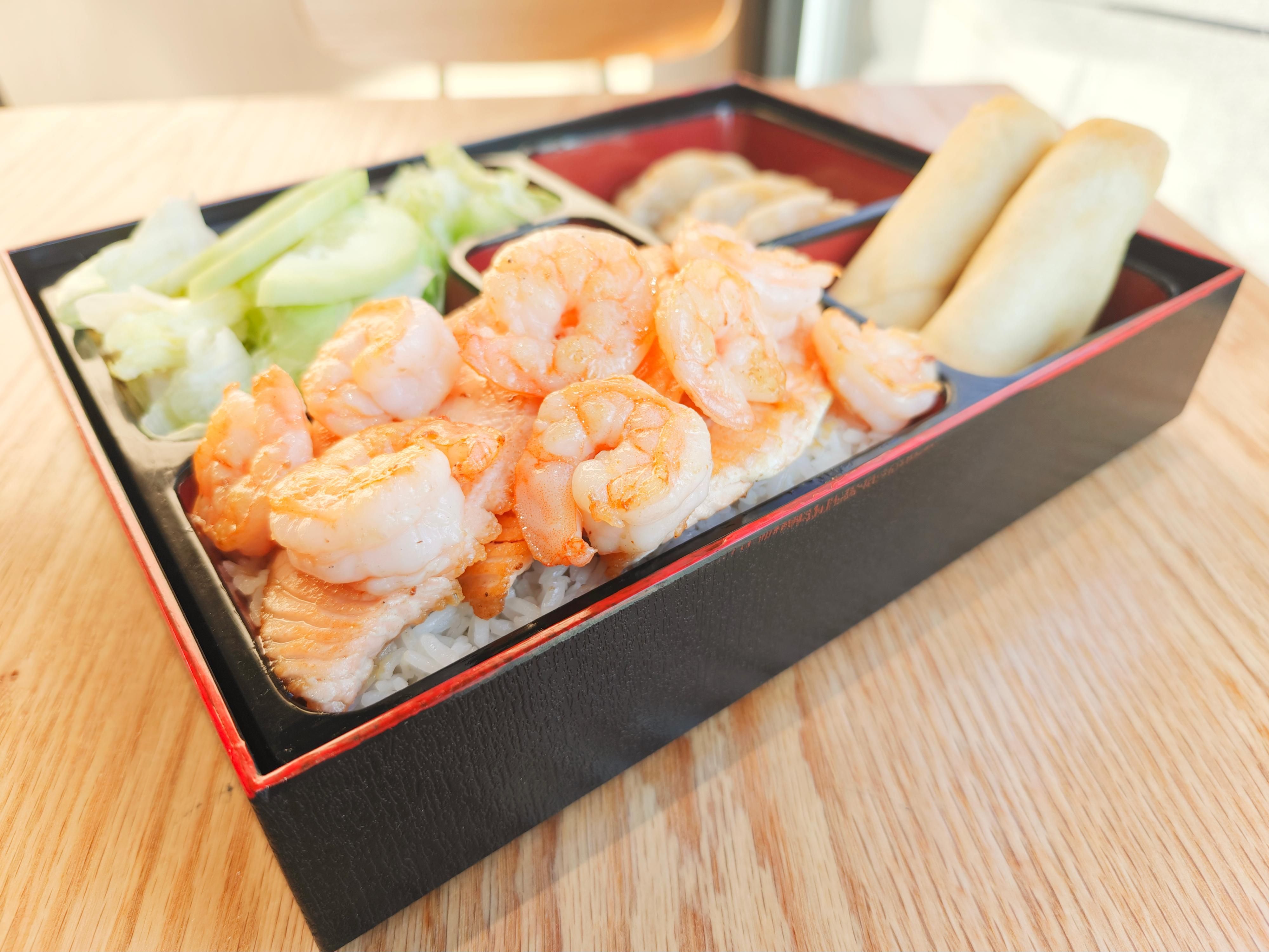 SALMON & SHRIMP BENTO.