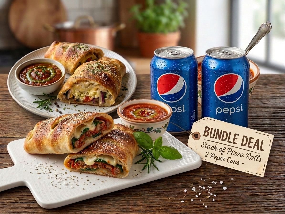 2 Pizza Rolls & 2 Cans Of Soda.