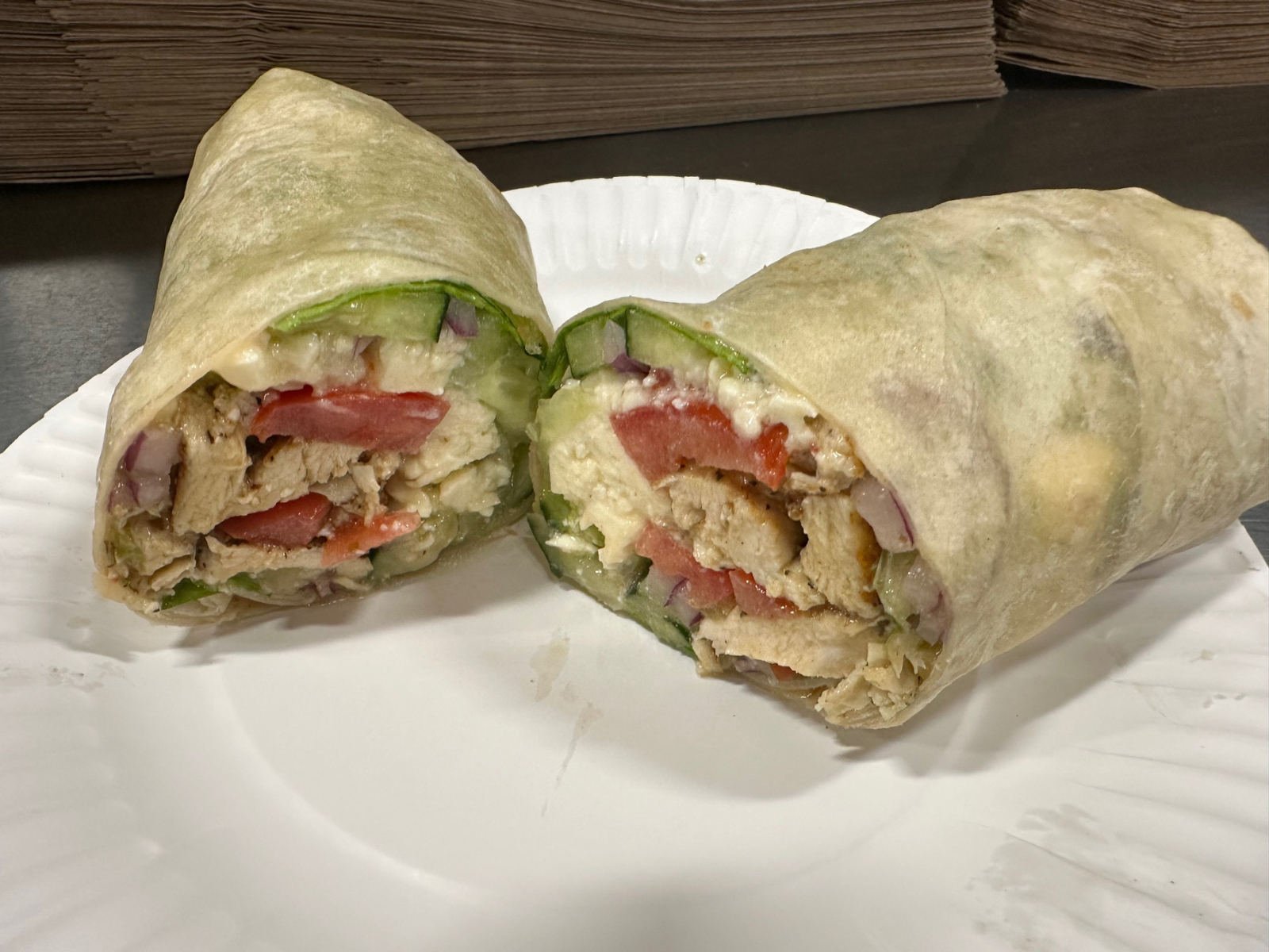 Greek Chicken Wrap.
