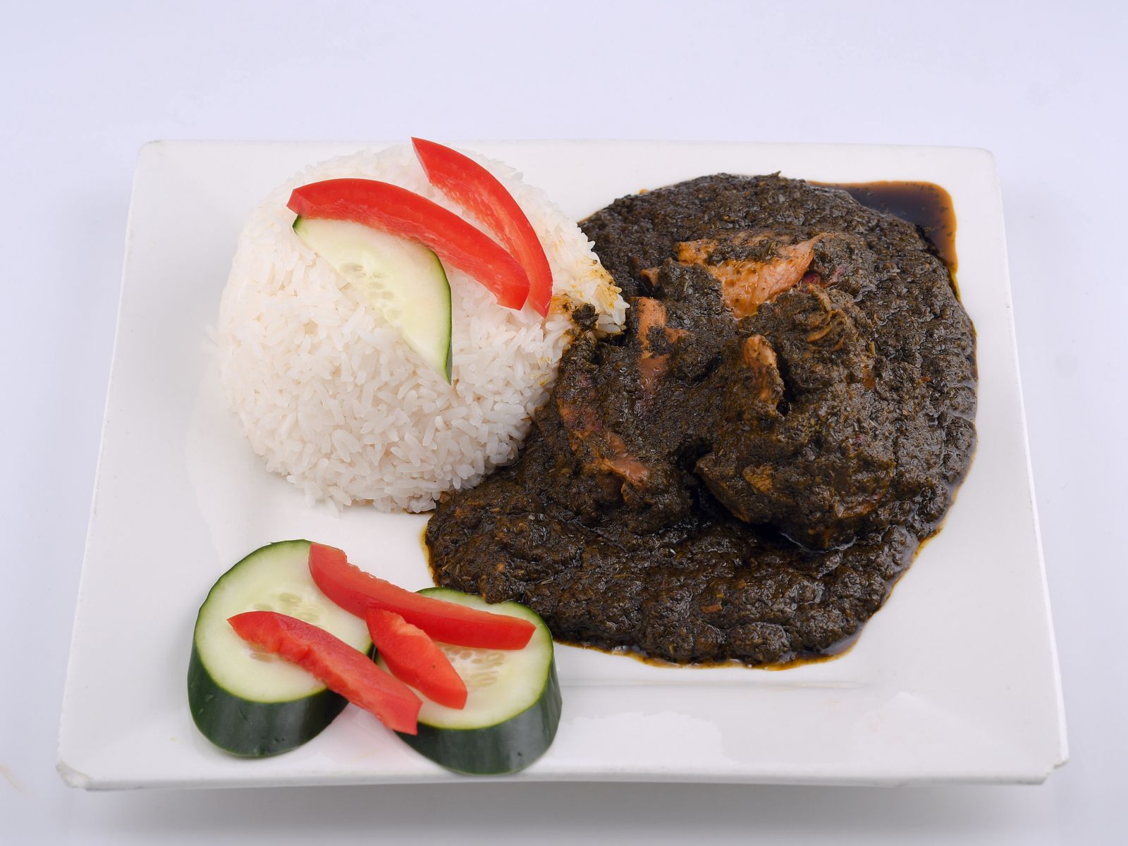 Palava Sauce Served with Rice.
