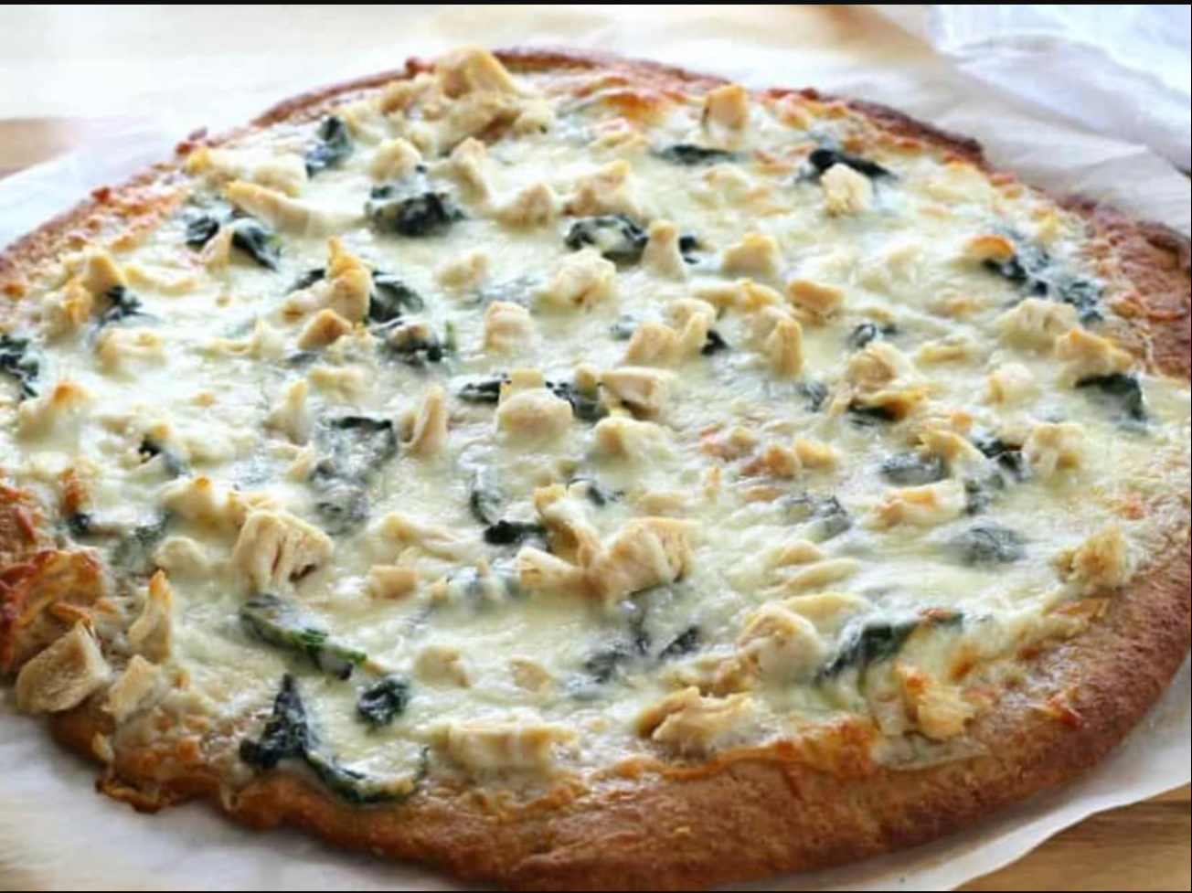 Chicken Alfredo Pizza.