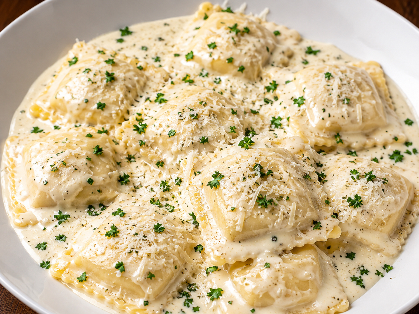 CHEESE RAVIOLI W/ALFREDO.
