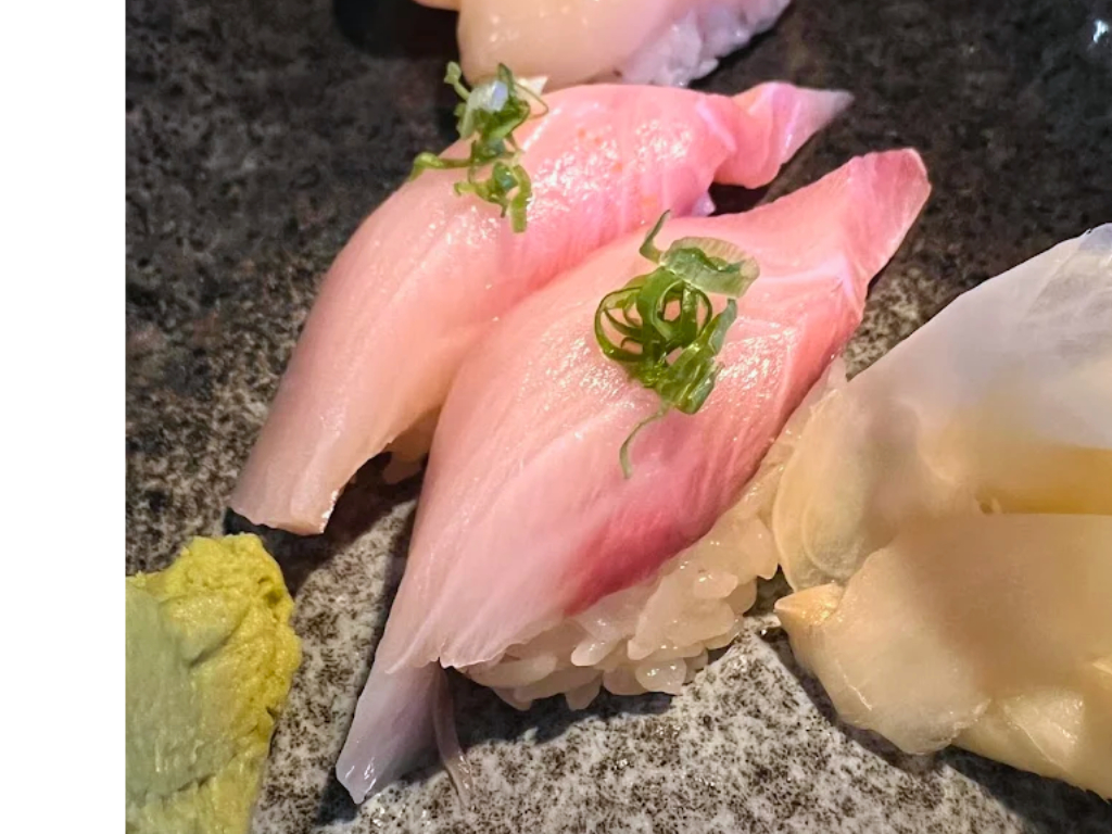 Hamachi (Yellowtail) Nigiri.