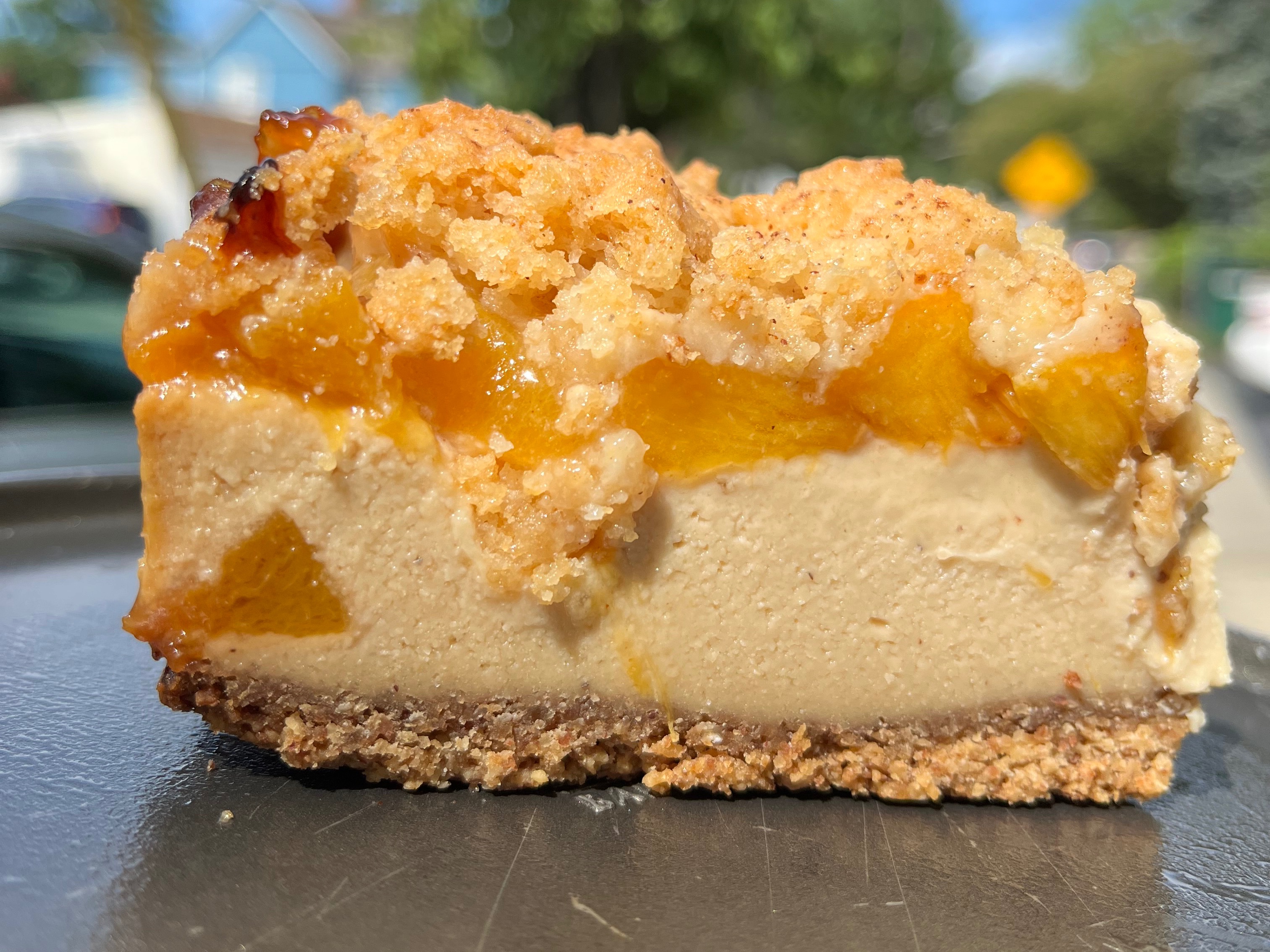 Gluten Free Peach Cobbler Cheesecake Clice.