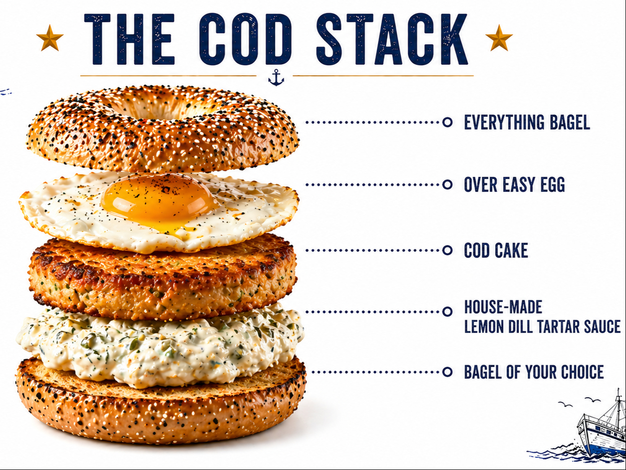 Cod and Egg Sandwich.