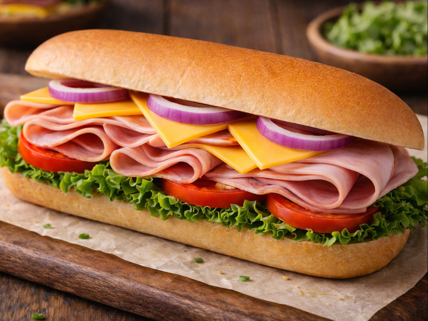 Ham & Cheese Sub Whole Loaf Bread.