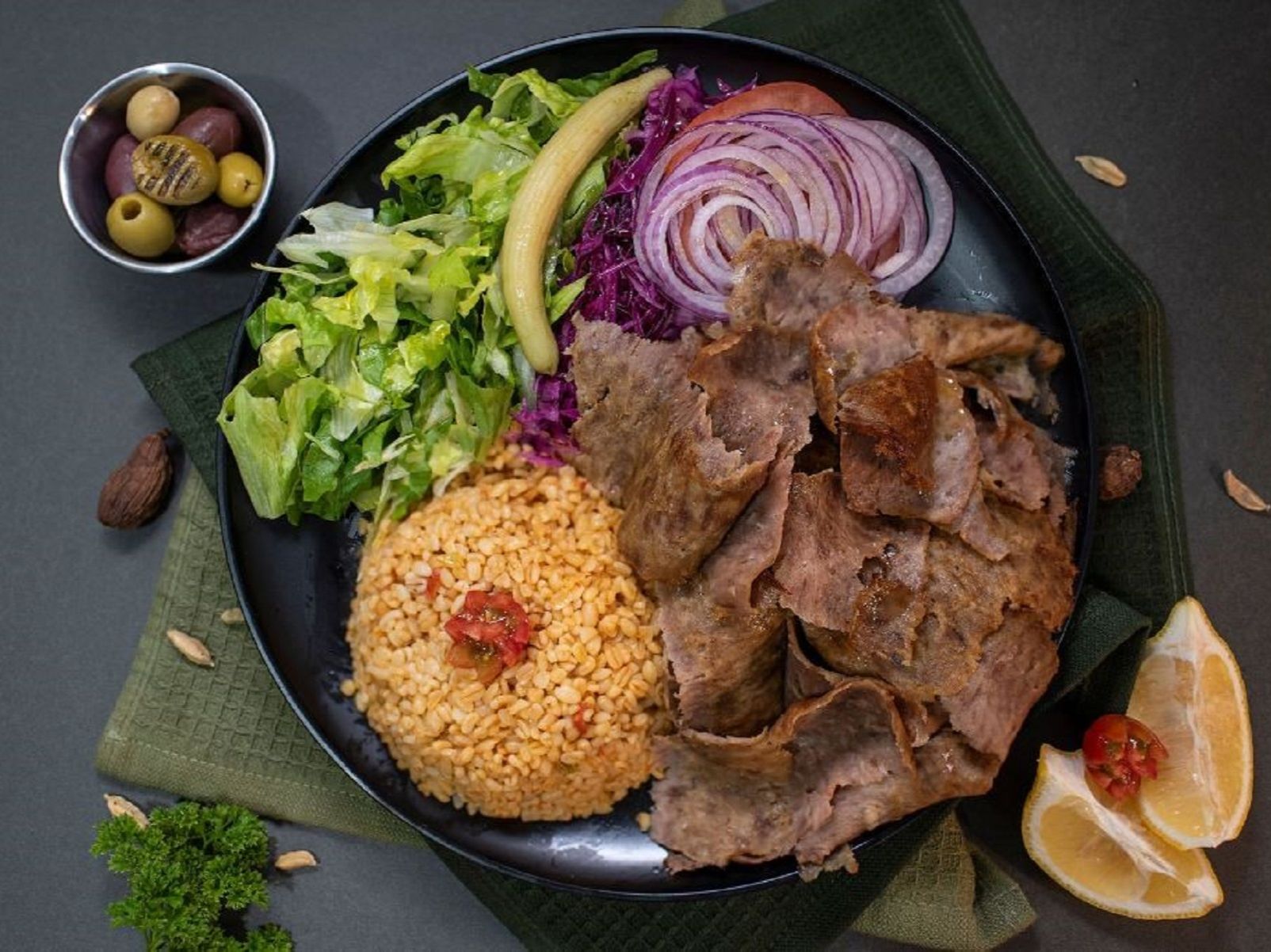 Beef Kebab Plate.
