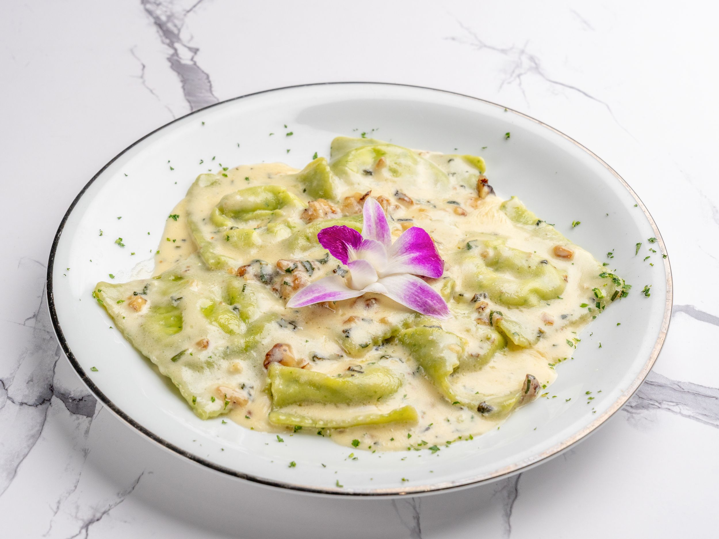Spinach Ricotta Ravioli Appetizer.
