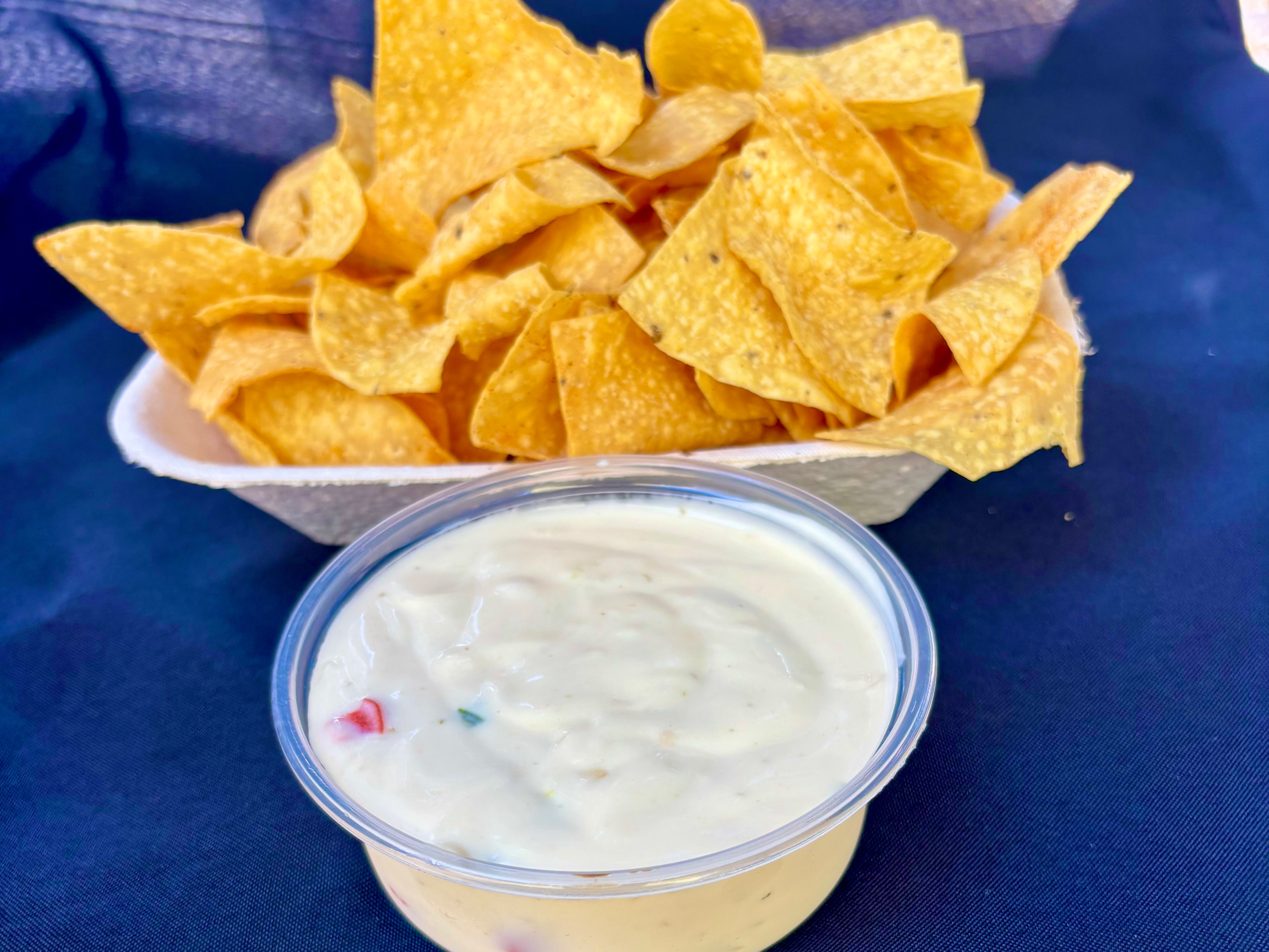 Queso and Chips Large.