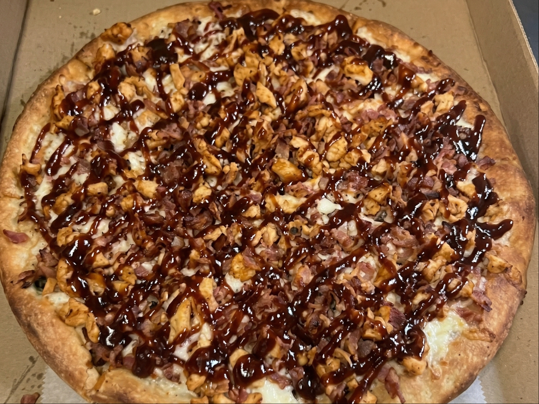 Chicken Bacon BBQ Pan Pizza.