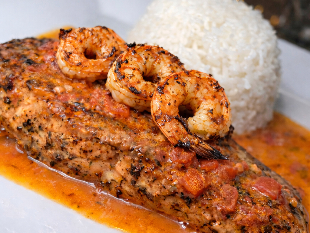Caribbean Jerk Fish & Shrimp.