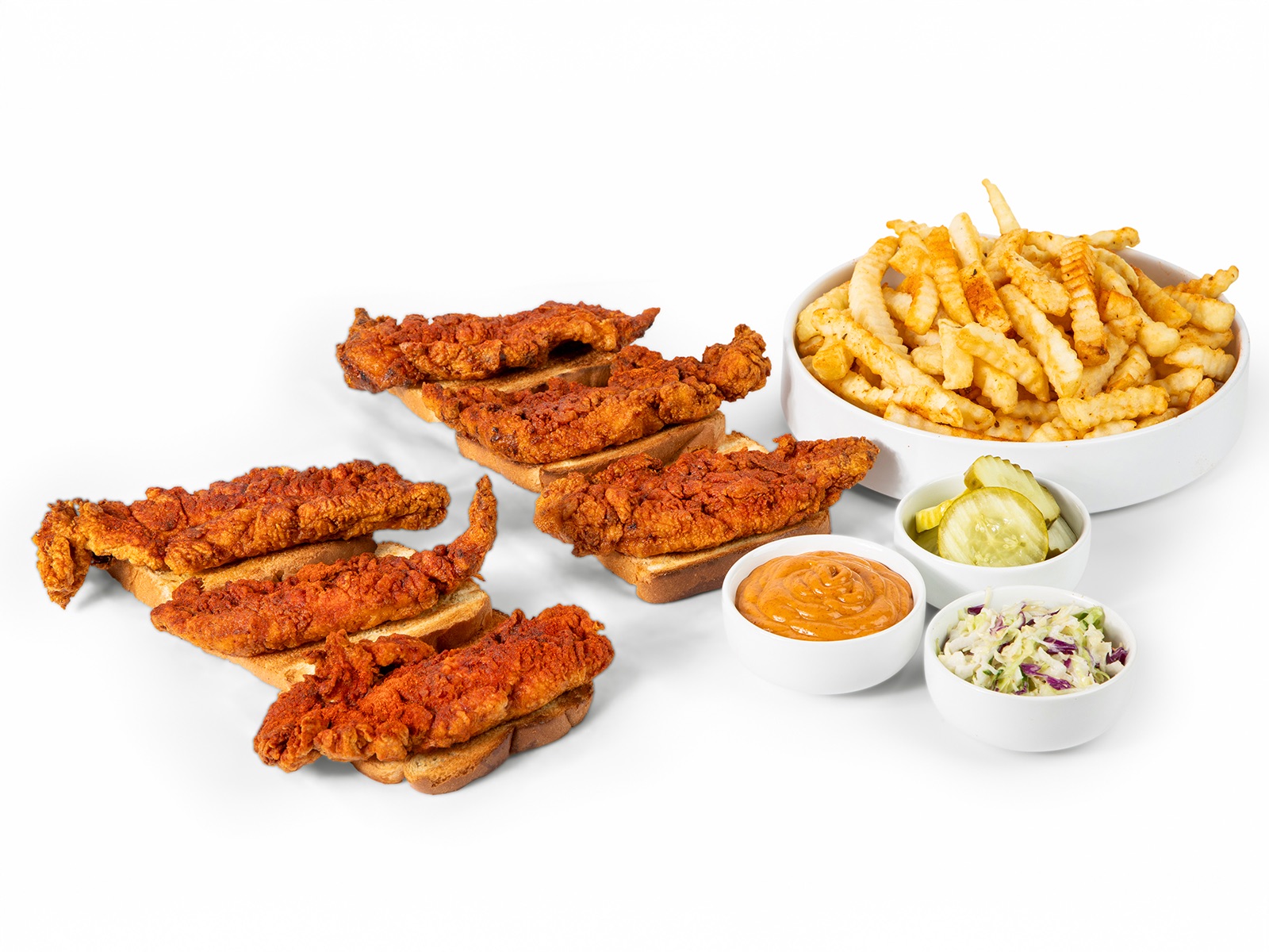 6 Tenders, 2 Fries, House Sauce & Cole Slaw