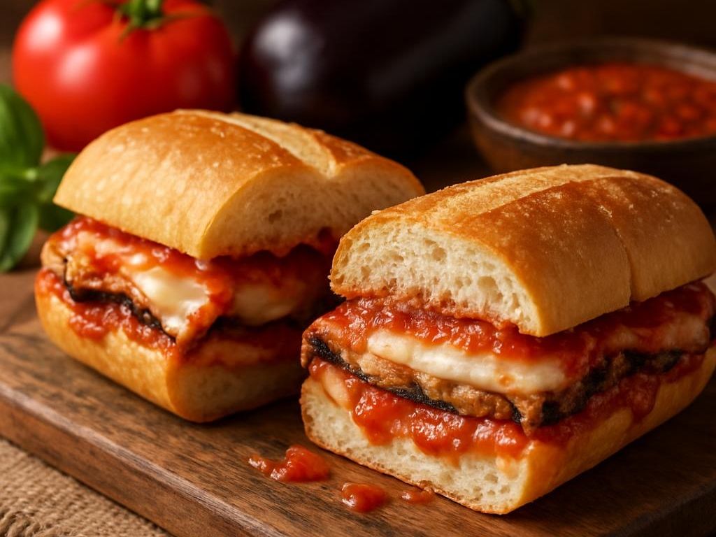 Eggplant Parmigiana Sub Whole Loaf Bread.