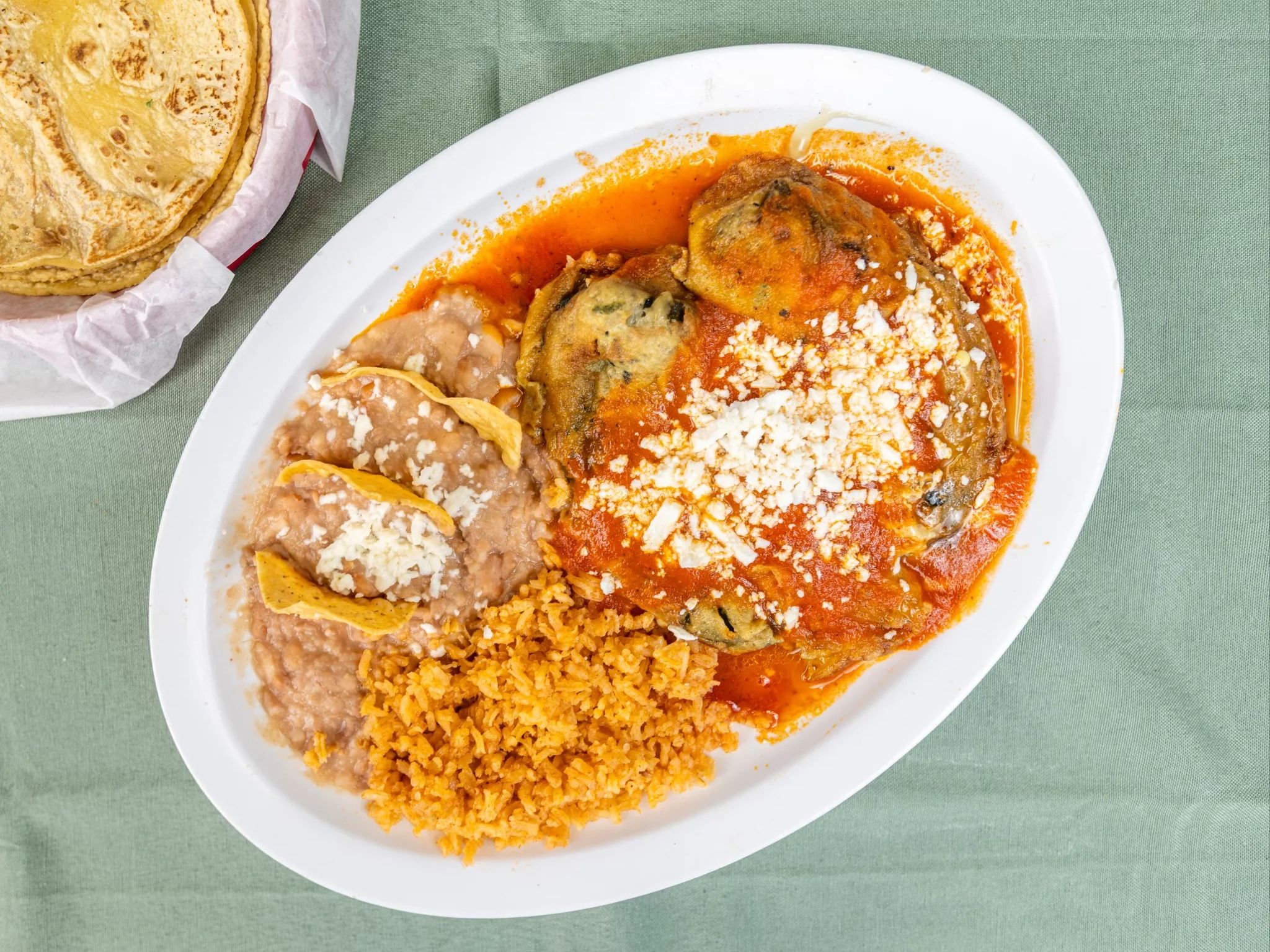 2 Chiles Rellenos Plate.